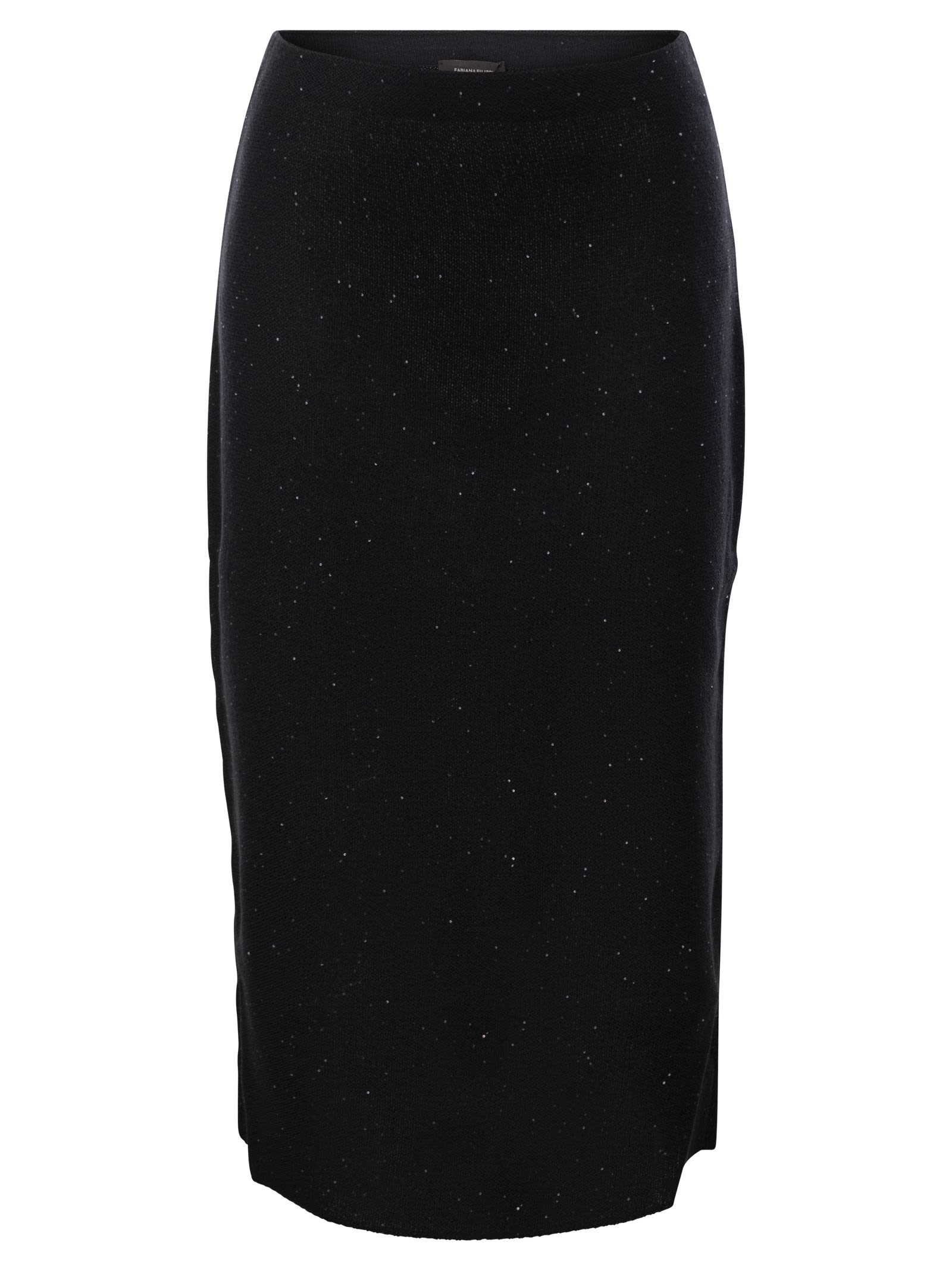 Cotton And Linen Pencil Skirt With Micro Sequins