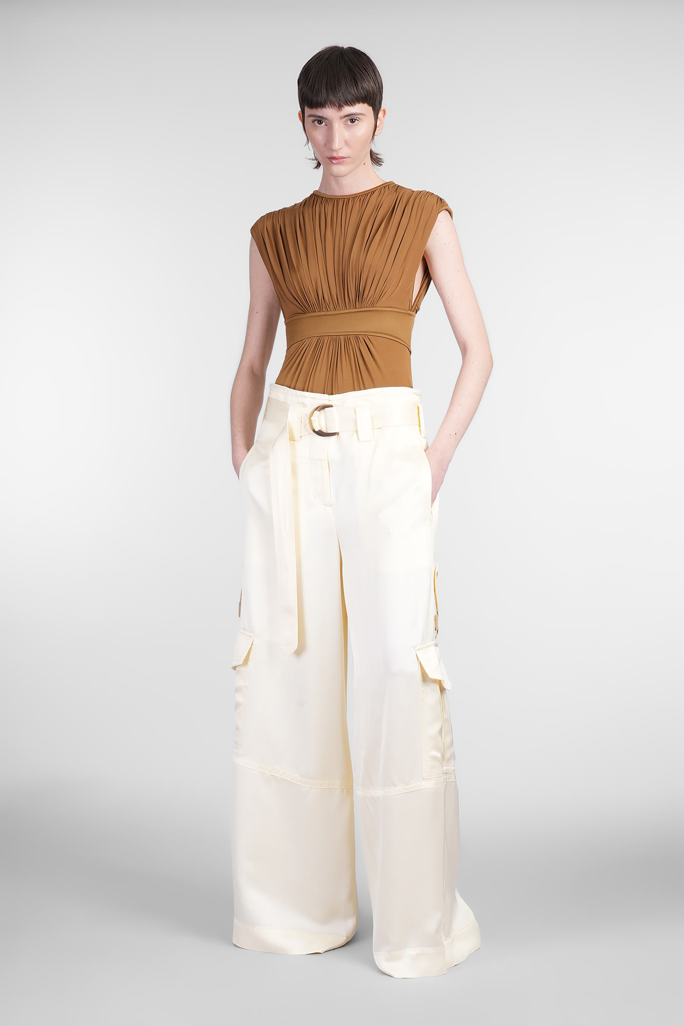 Zimmermann Ivory Viscose Pants In Yellow