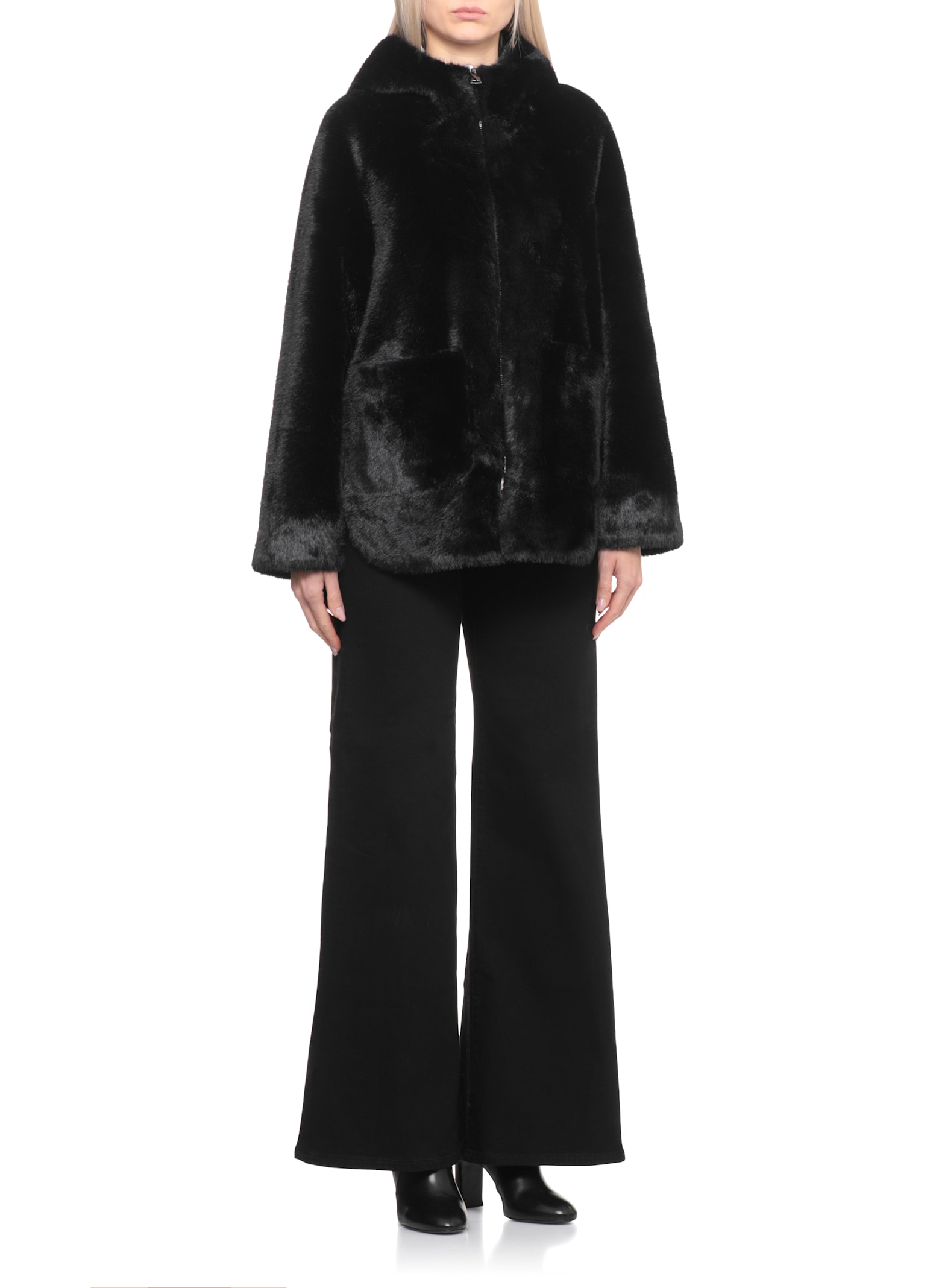 Betta Corradi Faux Fur Reversible Coat In Black