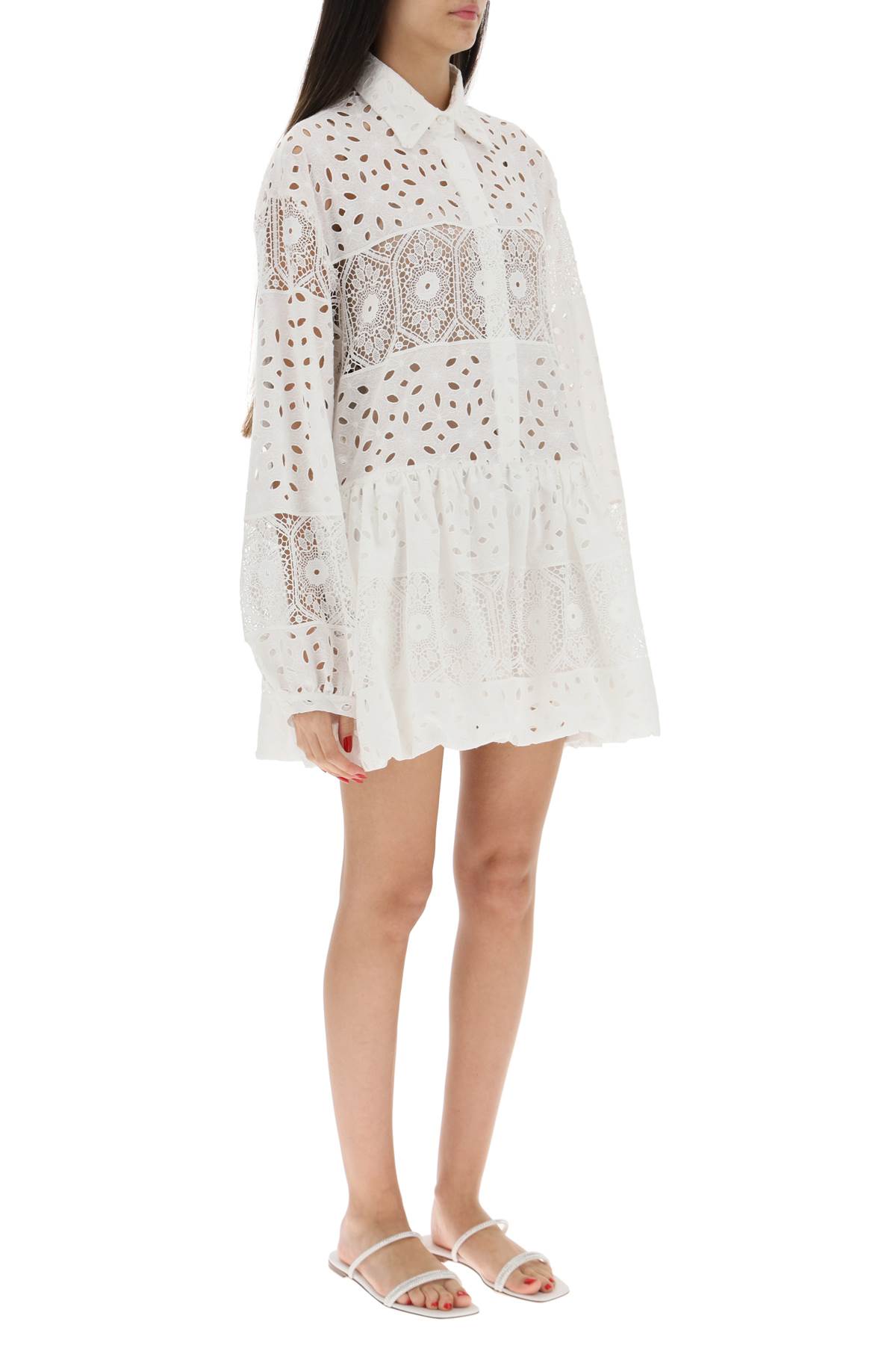 Shop Raquel Diniz Broderie Anglaise Chemisier Dress In Floral White (white)