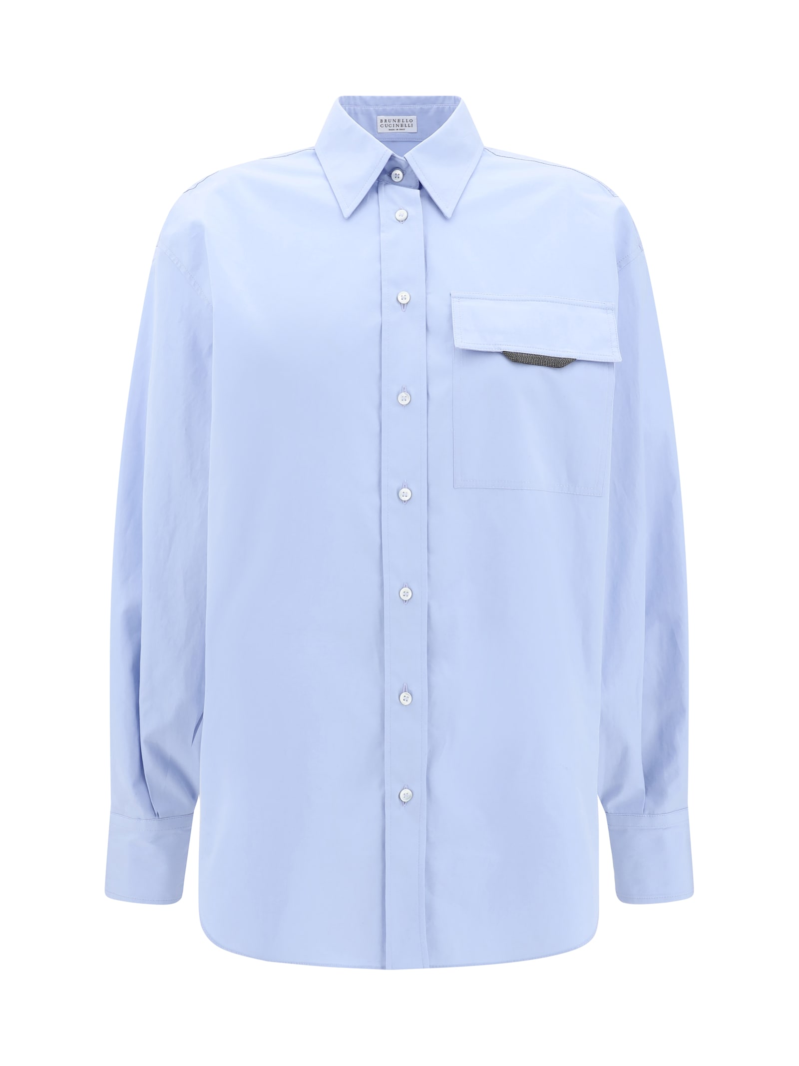 Brunello Cucinelli Shirt With Iconic Jewelry Detail In Blue