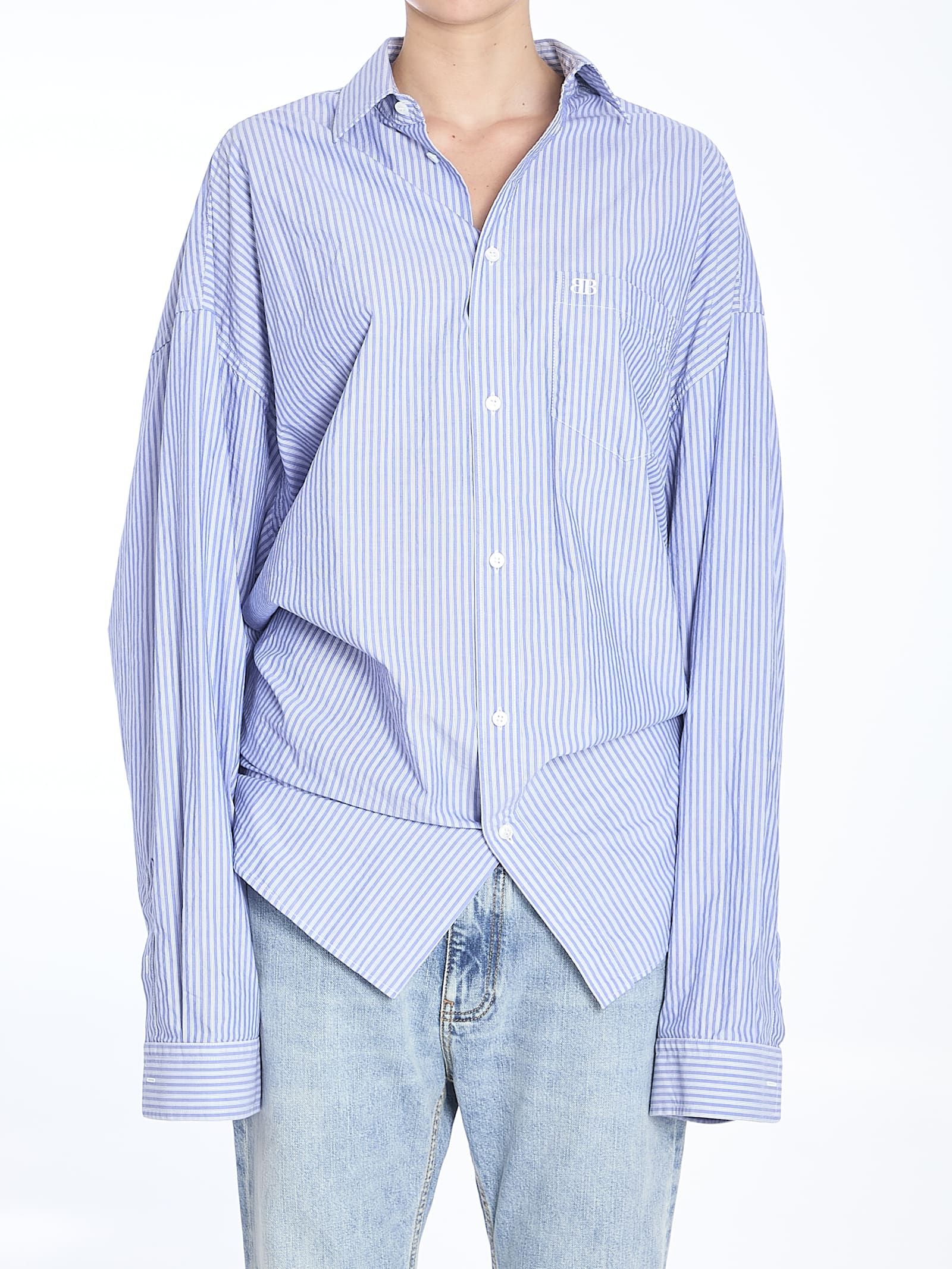 Balenciaga Knotted Shirt In Blue
