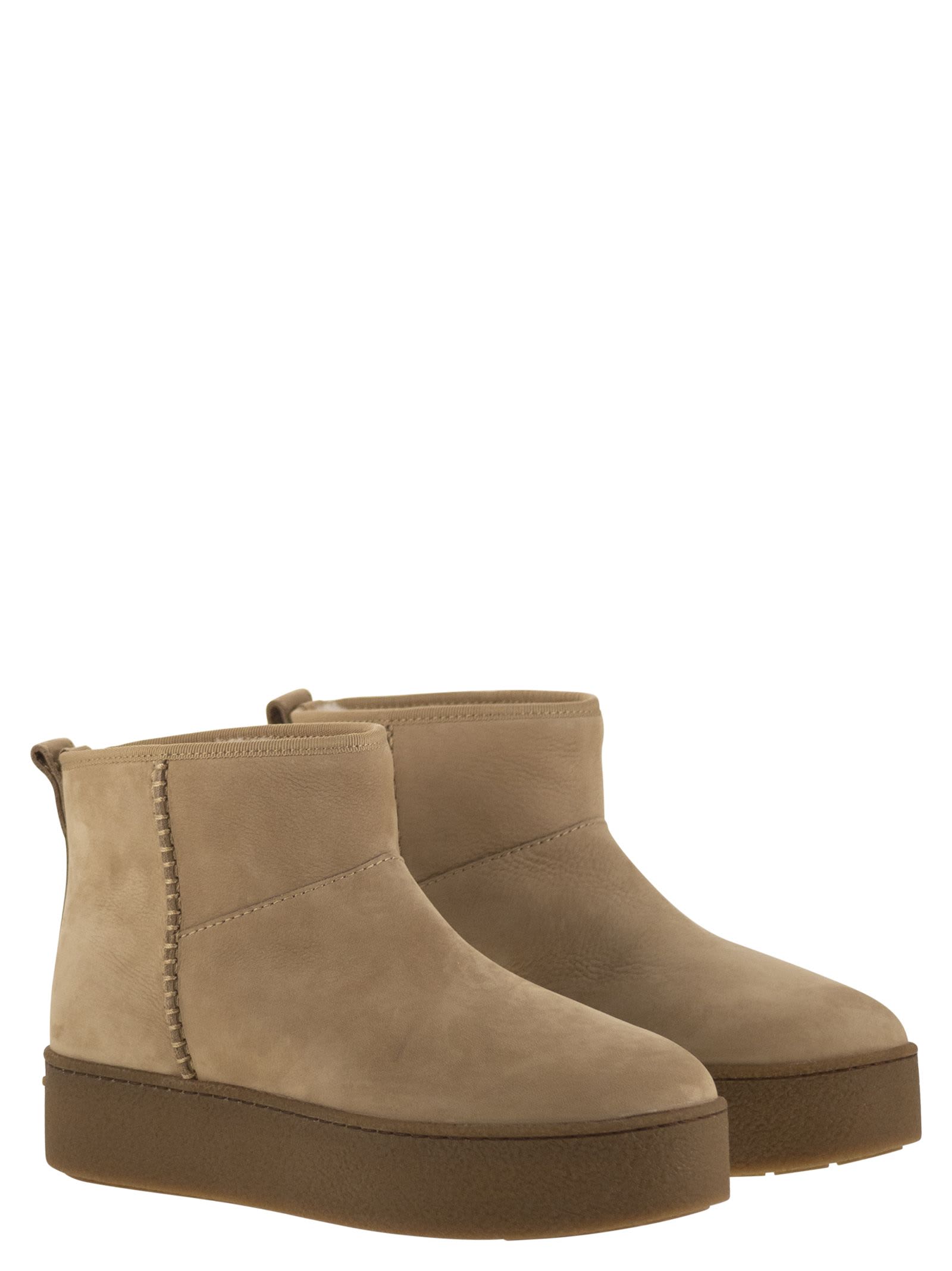 Hogan Beige Suede Ankle Boots In Brown