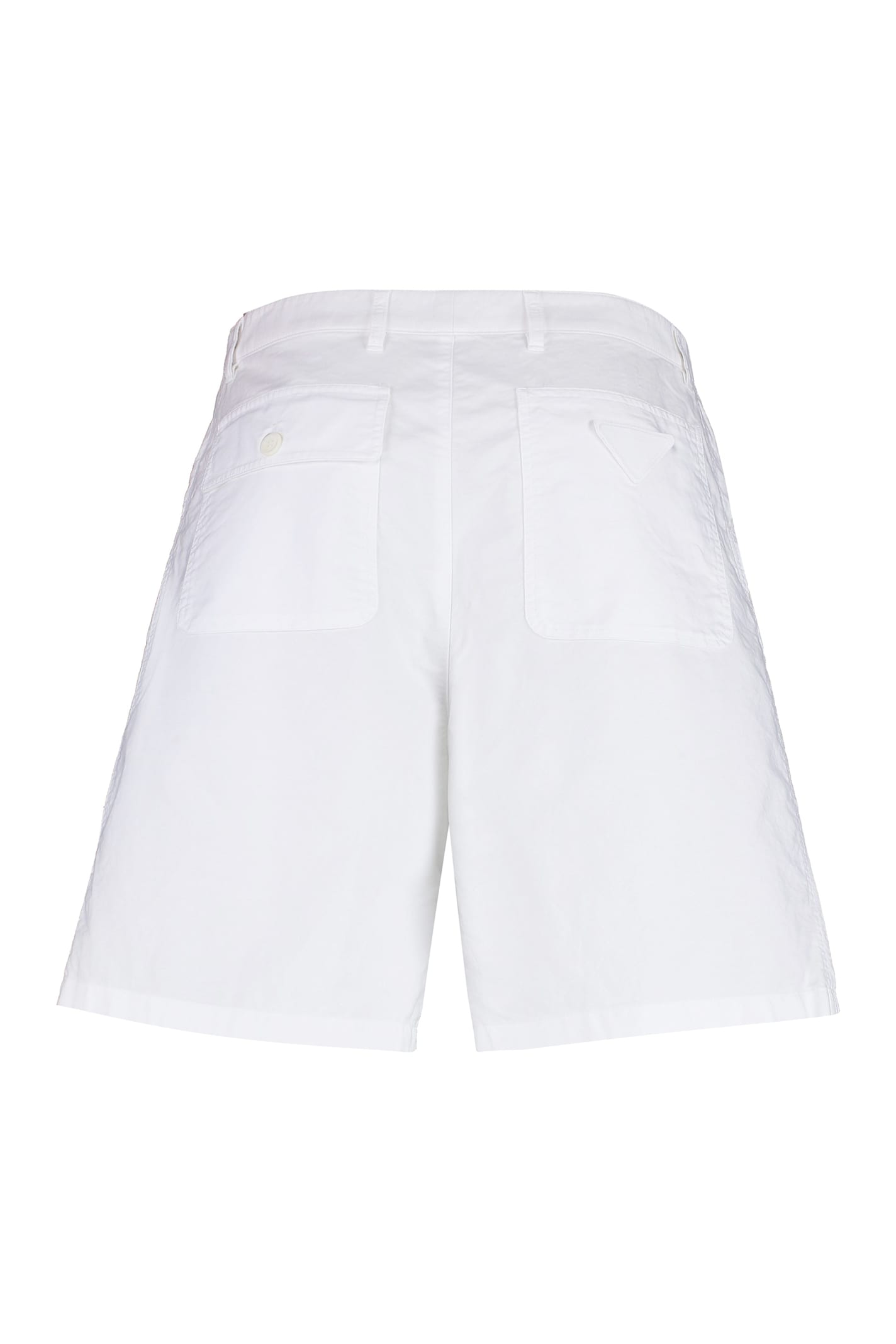 Prada Men White Oxford Bermuda Shorts In Bianco