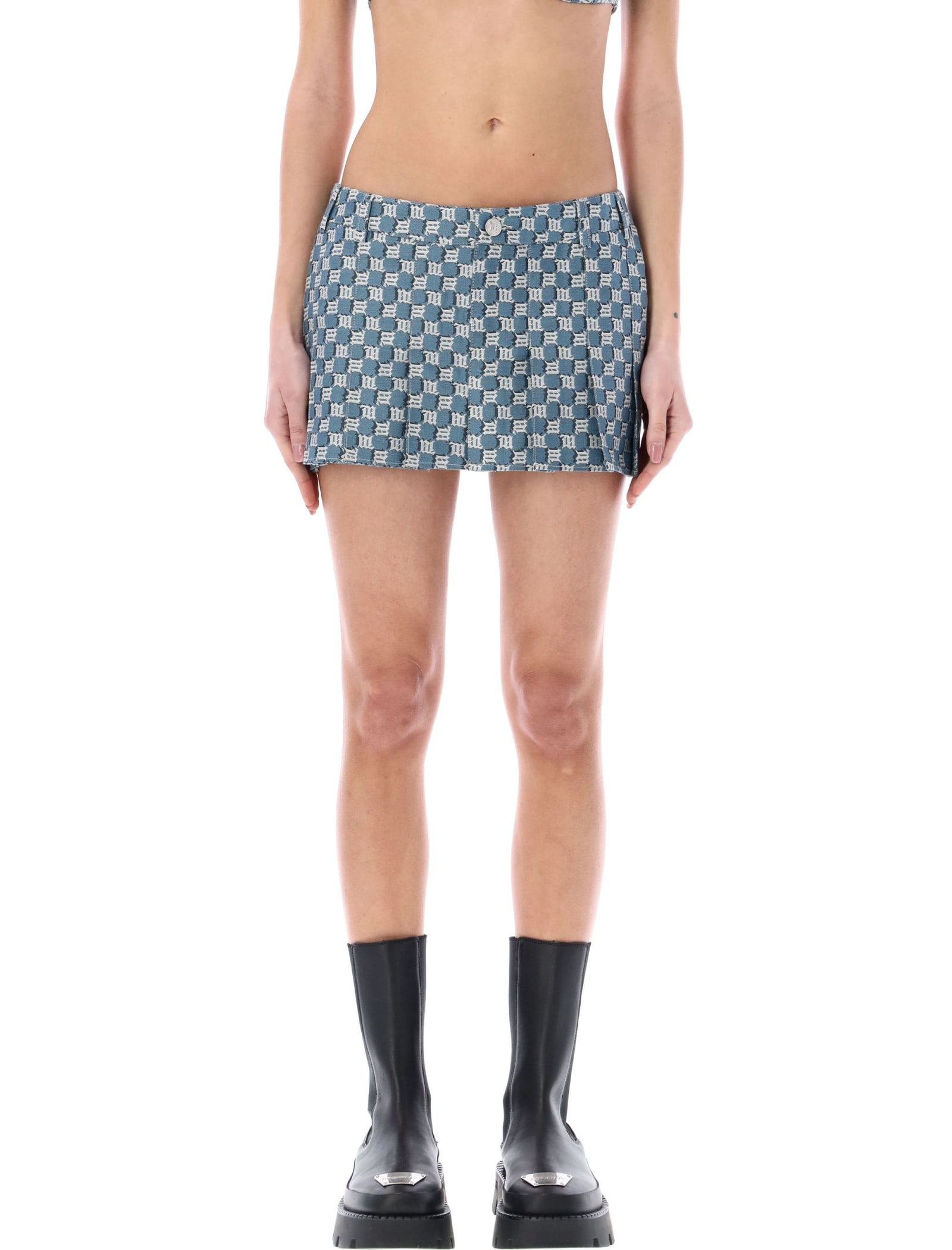 MISBHV Jacquard Canvas Monogram School Mini Skirt