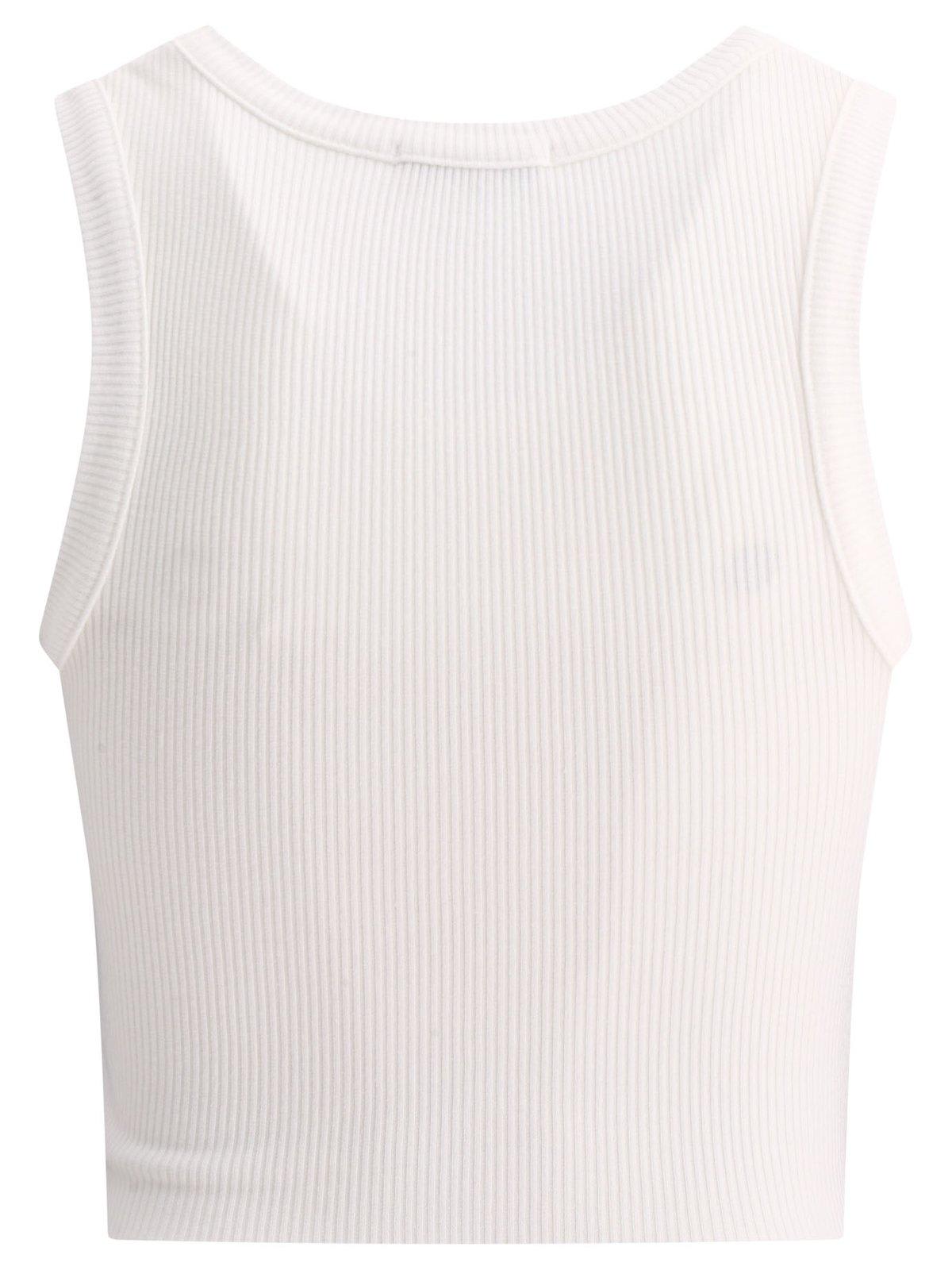 Shop Agolde Fitted Ribbed Tank Top In White