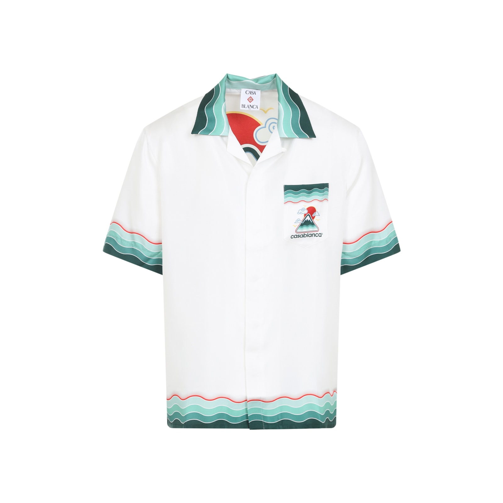 Casablanca Convertible-collar Printed Silk-twill Shirt In White