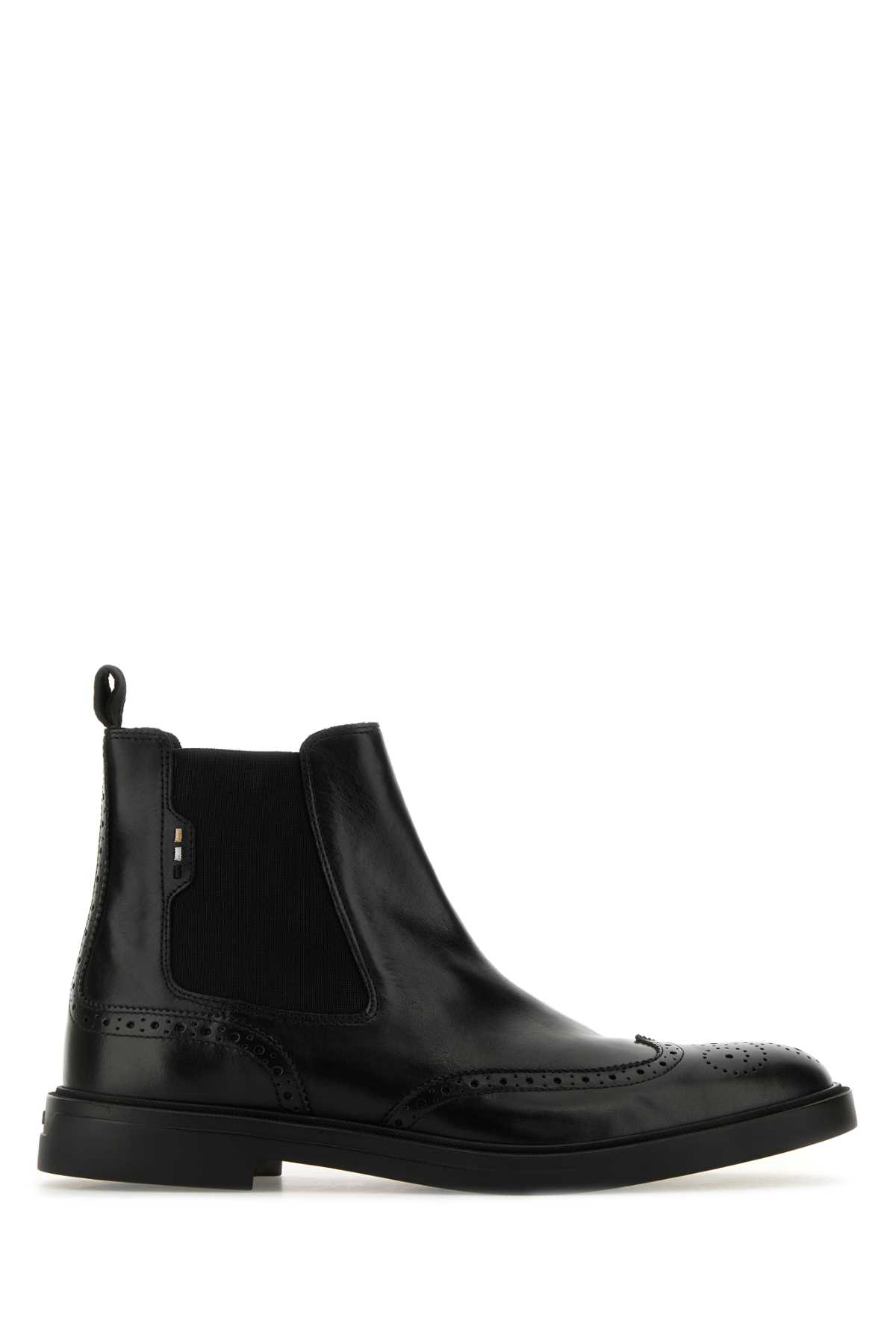 Black Leather Calev Ankle Boots