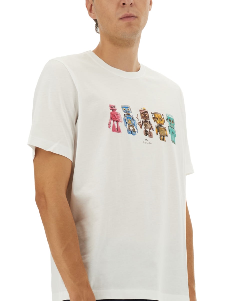 Paul Smith Robot Print T-shirt In White