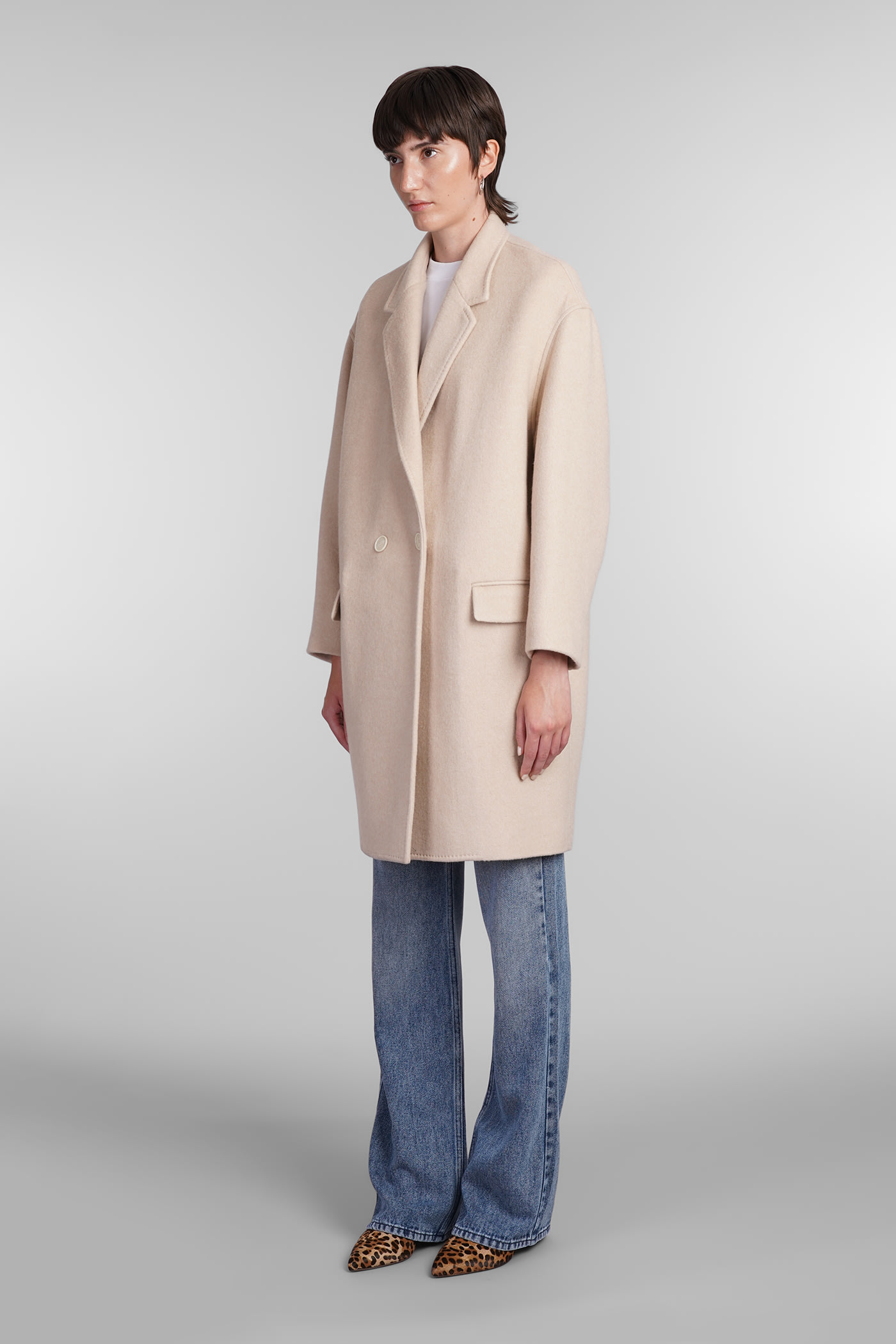 Shop Isabel Marant Efegozi Coat In Beige Wool