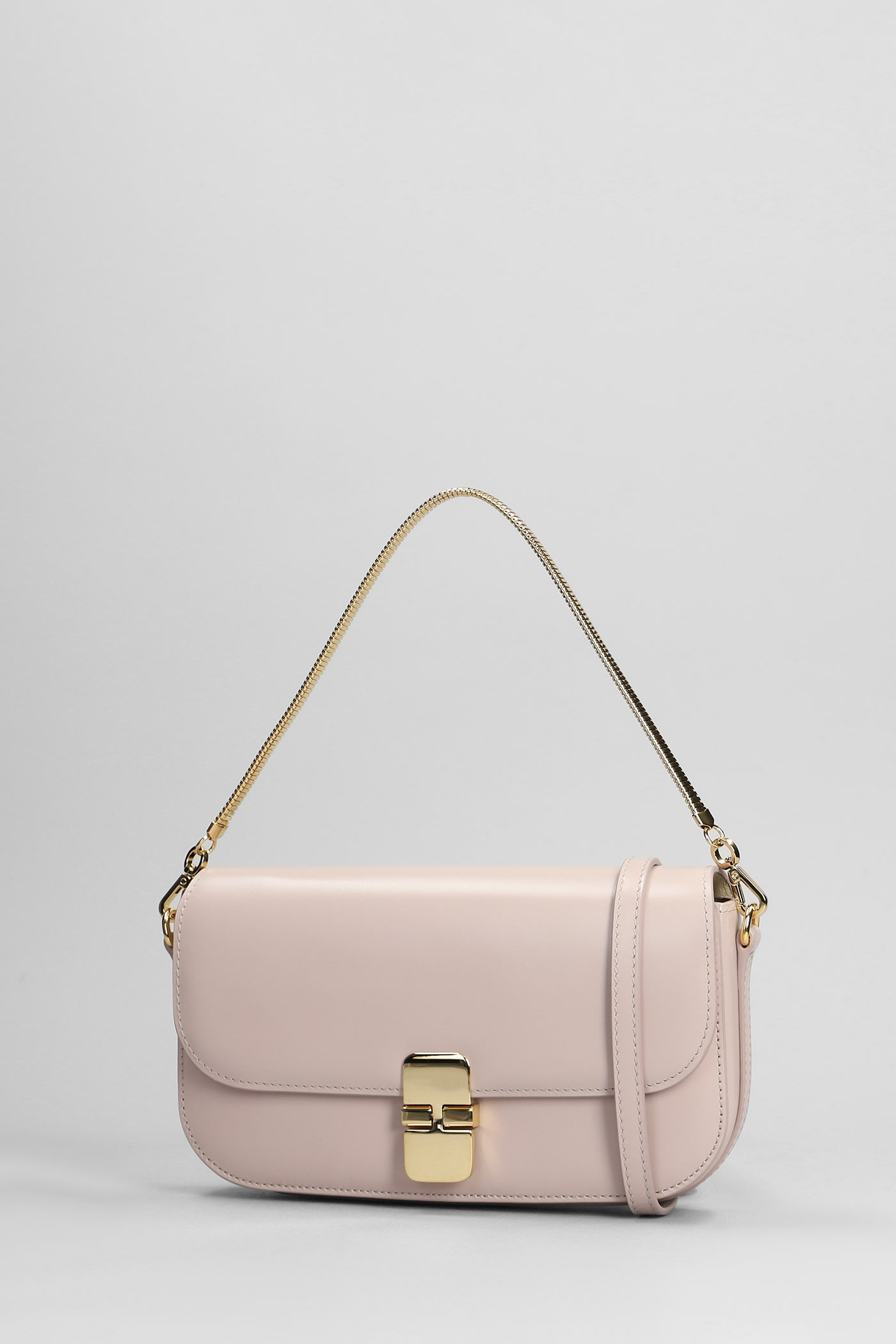 APC CLUTCH GRACE SHOULDER BAG IN ROSE-PINK LEATHER 