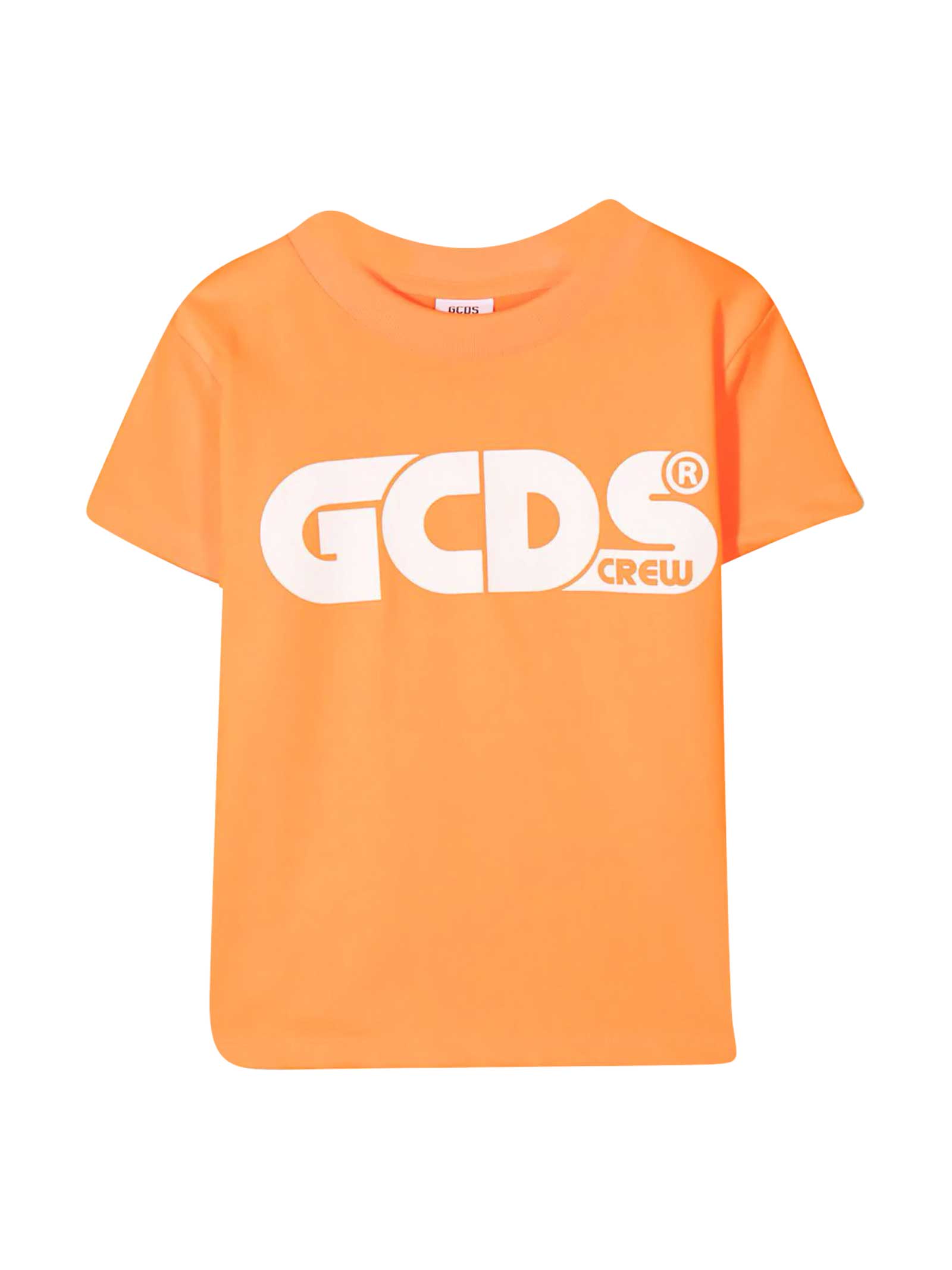 Gcds Mini Kids' Orange T-shirt In Arancione Fluo