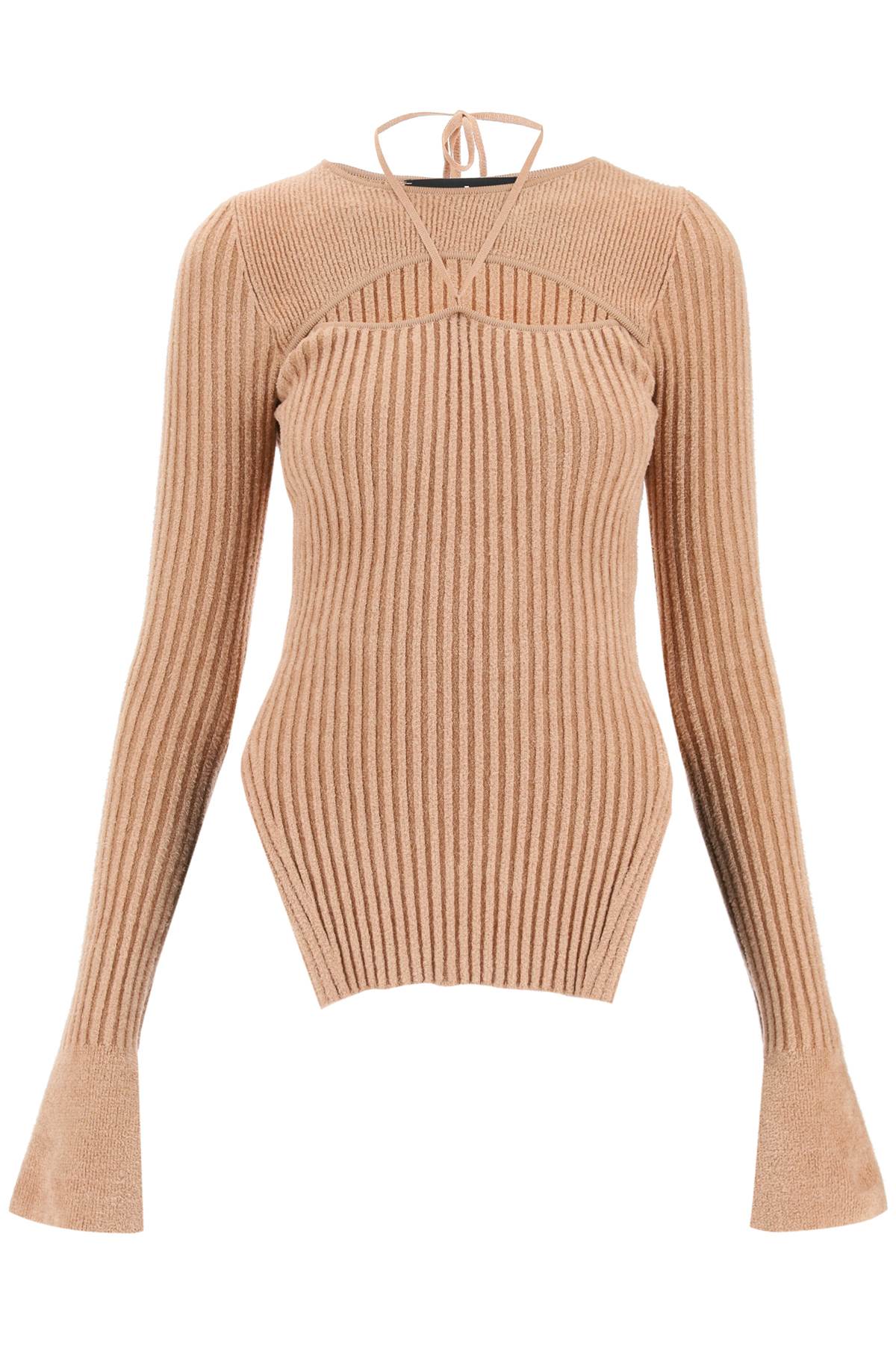 ANDREÄDAMO RIBBED KNIT TOP WITH CUT-OUT