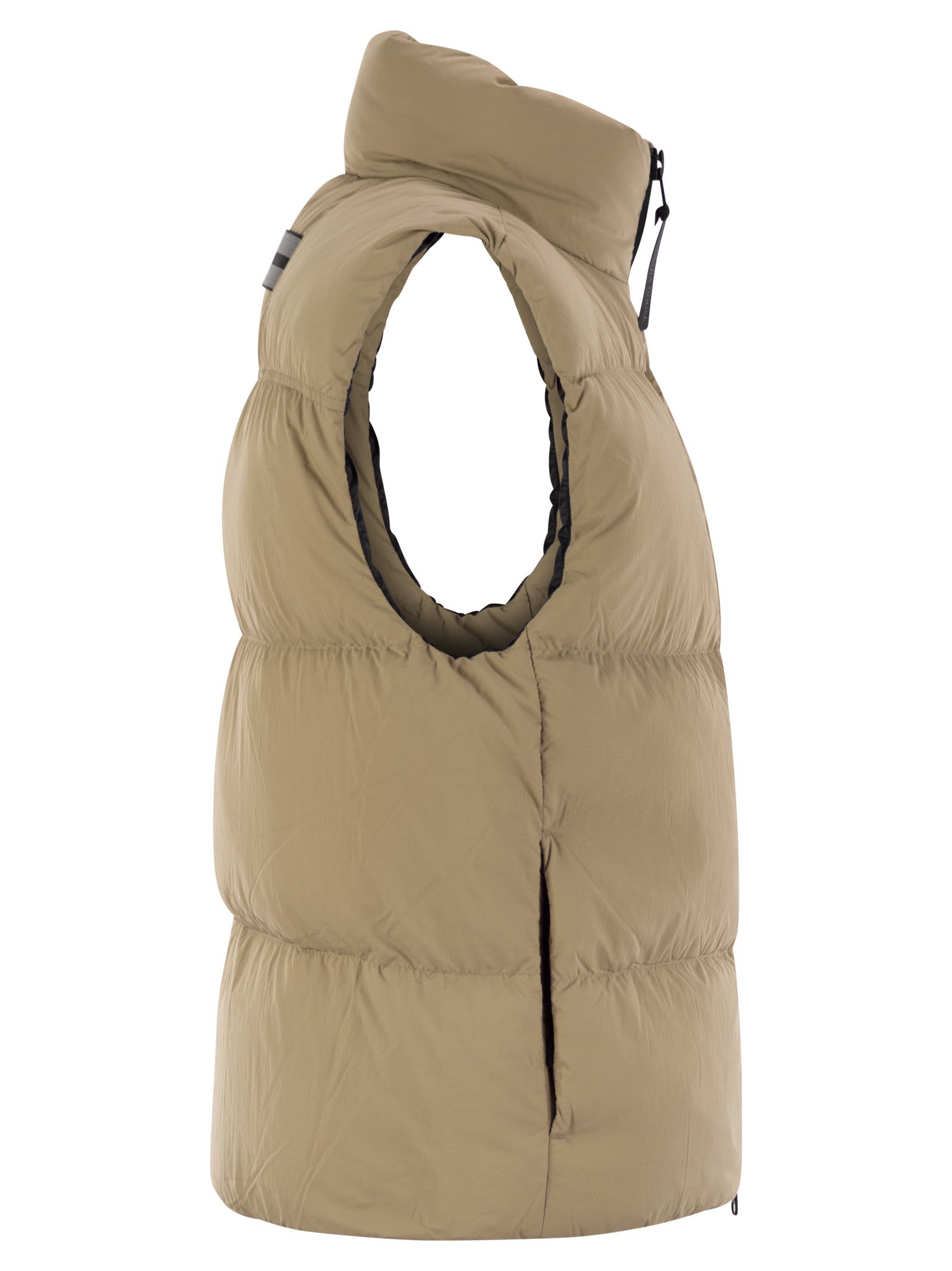 Shop Canada Goose Lawrence - Padded Gilet With Black Logo In Sand