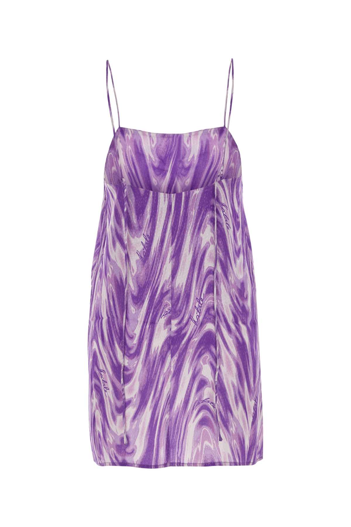 Shop Rotate Birger Christensen Printed Viscose Mini Dress In Ultraviolet