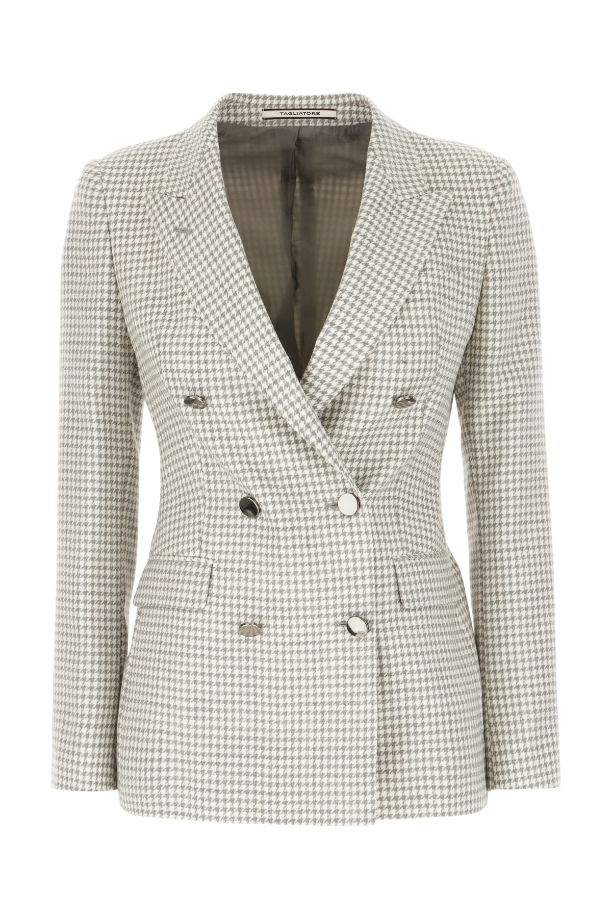 Tagliatore Embroidered Wool Blazer In Grigio Perla