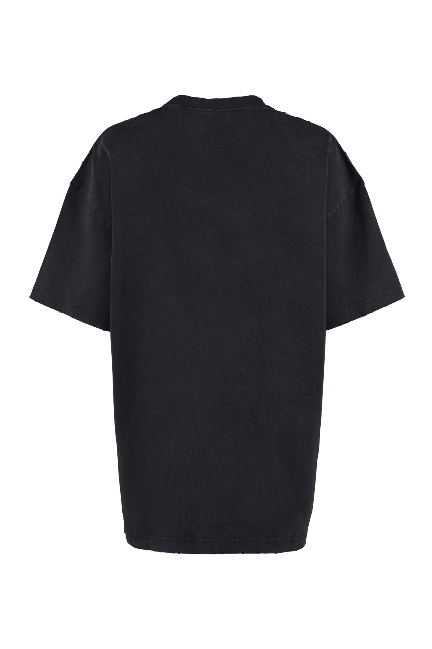 Shop Versace Logo Cotton T-shirt In Black