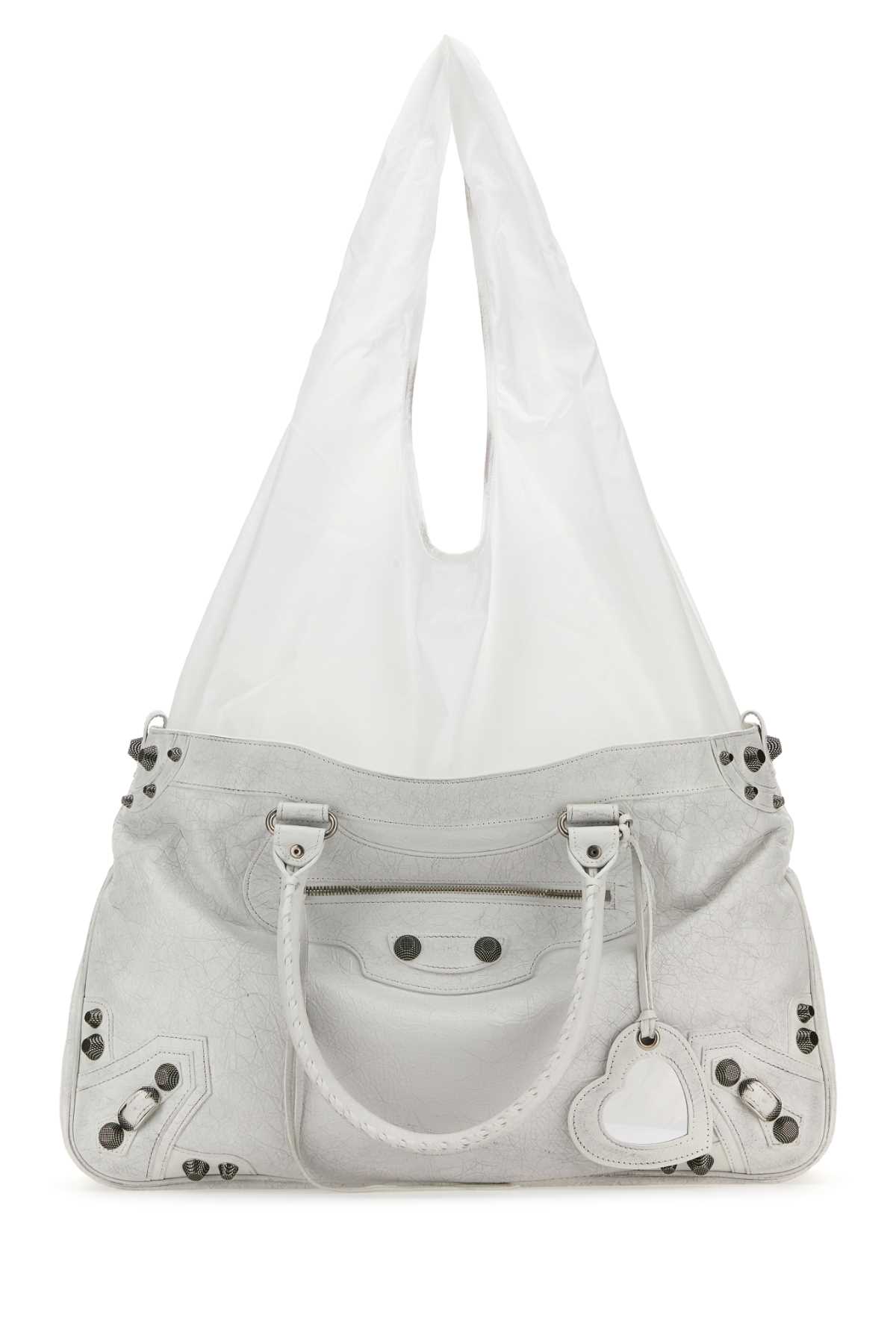 Shop Balenciaga White Leather Neo Cagole Xl Plus Shopping Bag In Optwhiteoptwhite