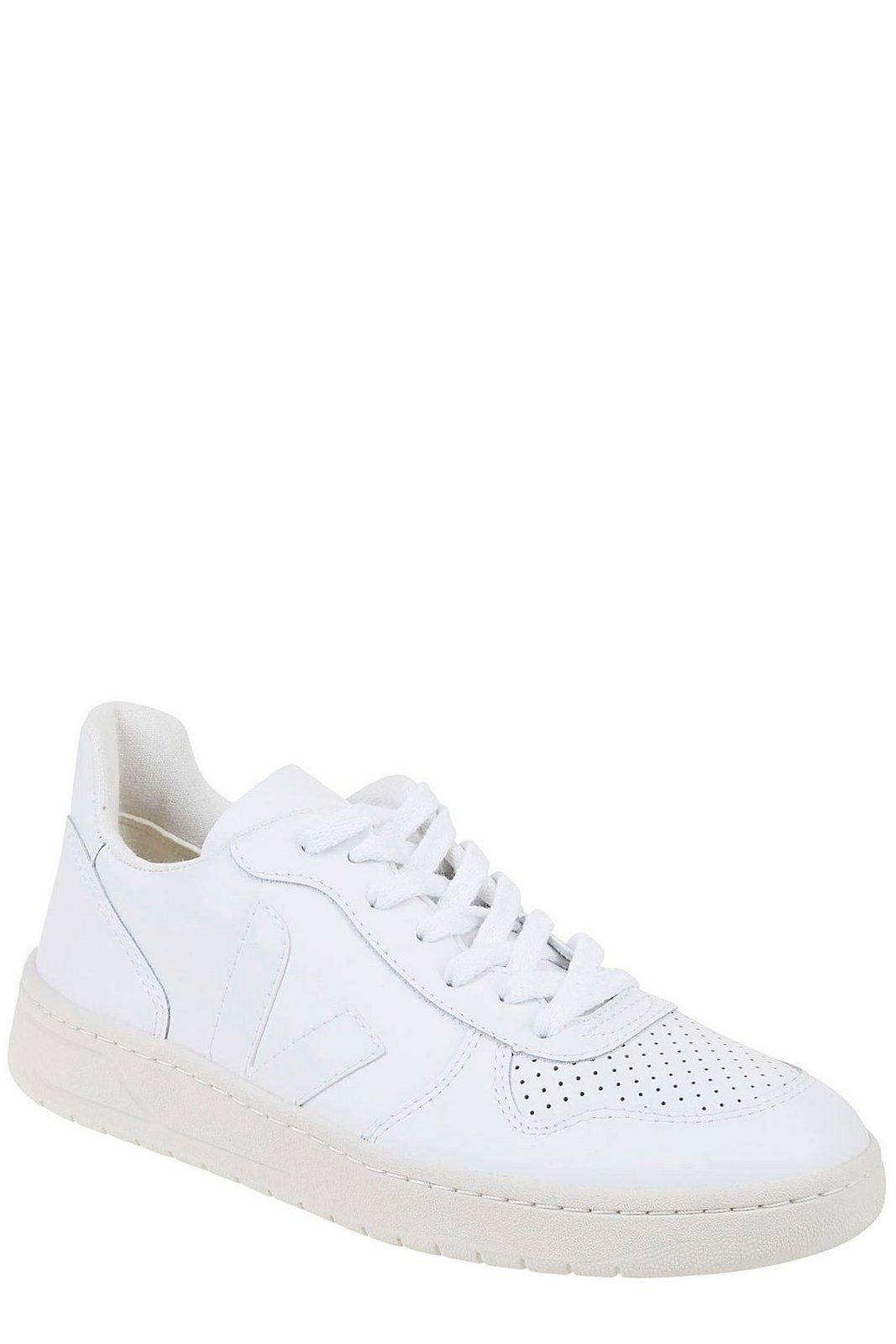 Shop Veja V-10 Lace-up Sneakers In White