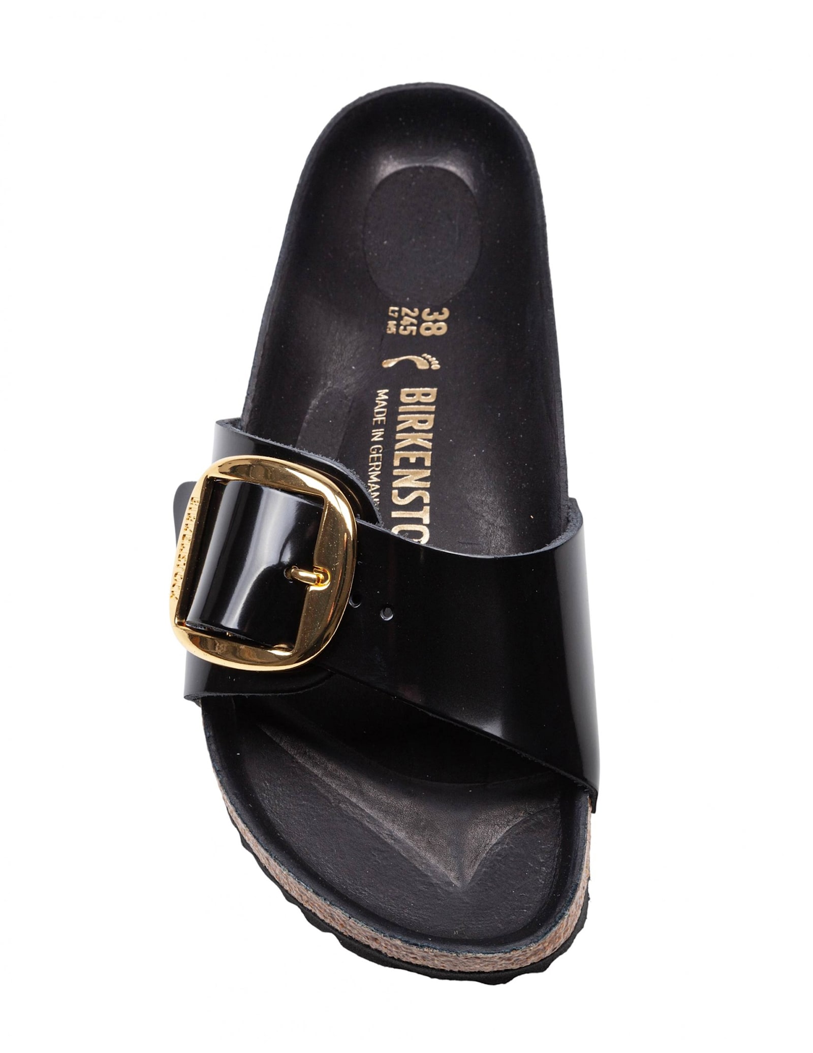 Birkenstock Madrid Slide In Lacquered Leather With Large Buckle In Multi