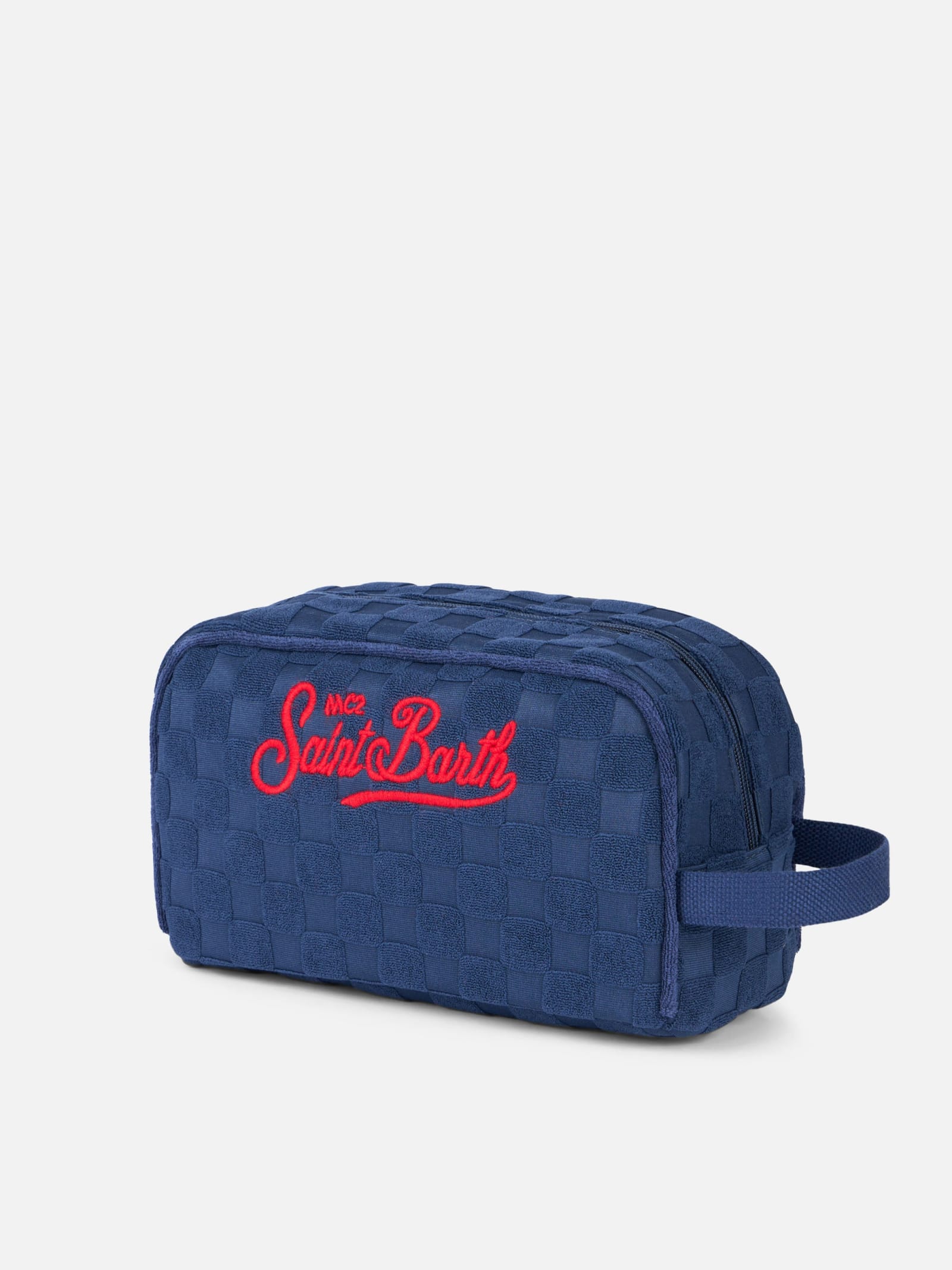Mc2 Saint Barth Blue Terry Embossed Beauty Case In Blue