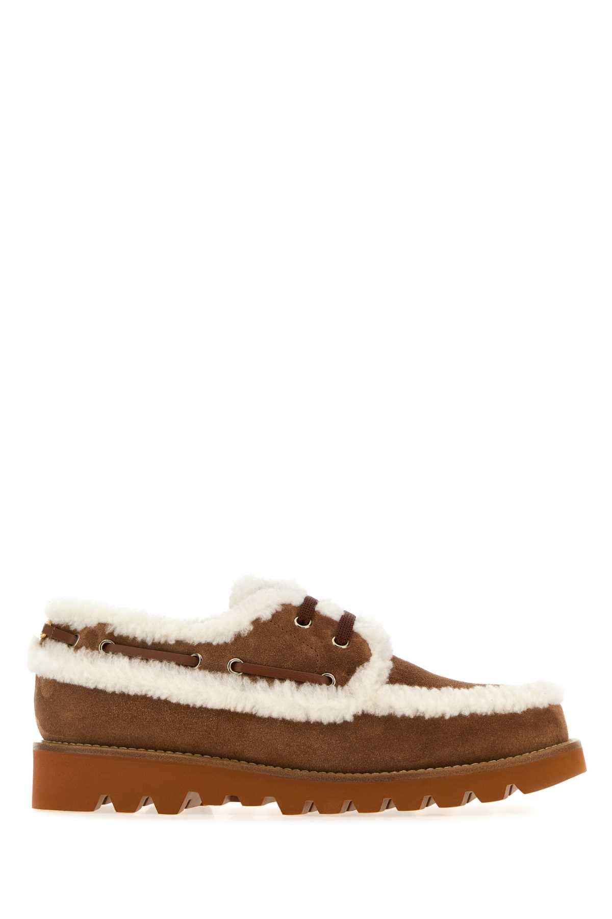 Valentino Slip-on Lace-up Flat Shoes In Brown