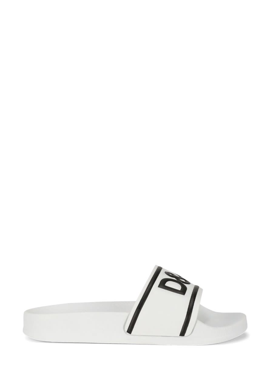 Dolce & Gabbana Kids' Beachwear Slipper Calf In White