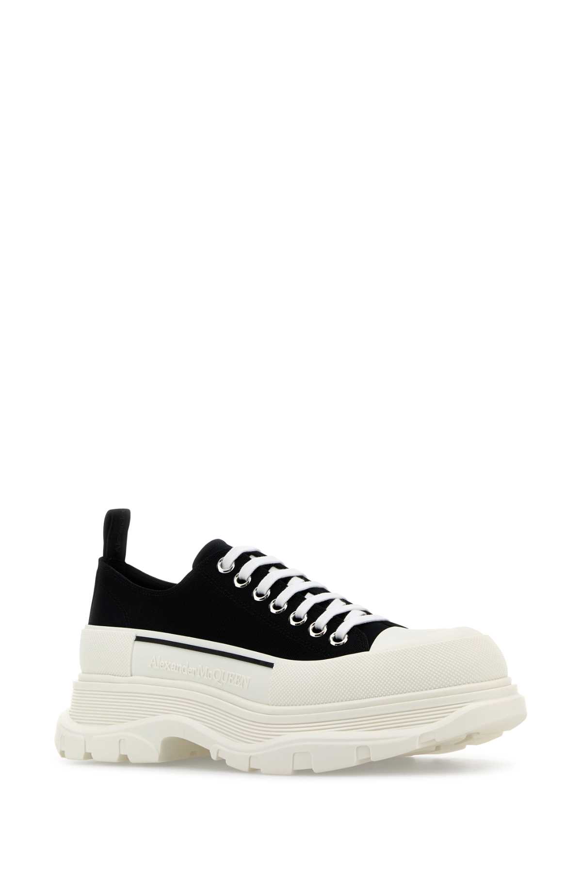 Shop Alexander Mcqueen Black Canvas Tread Slick Sneakers In Blackwhite