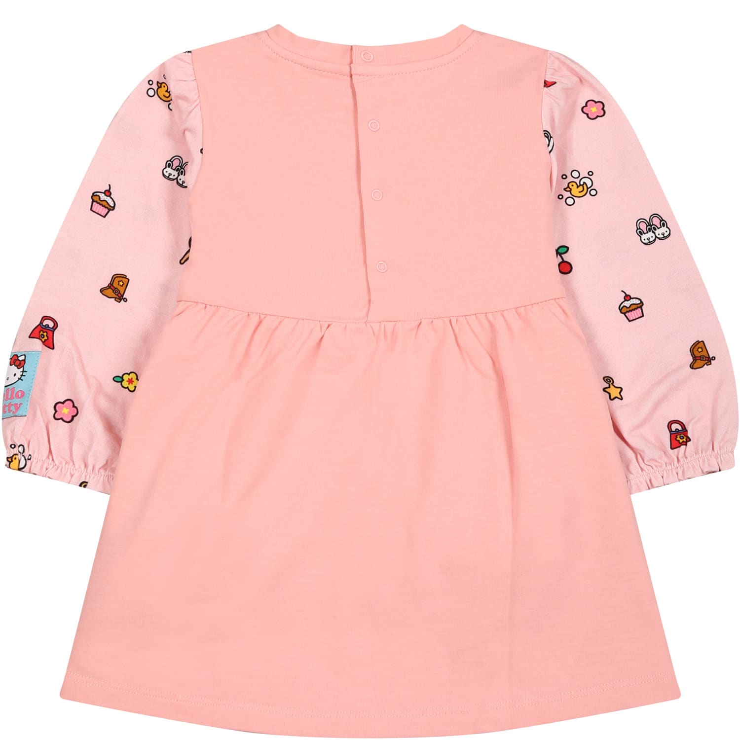 Shop Gcds Mini Pink Dress For Baby Girl With Print And Logo
