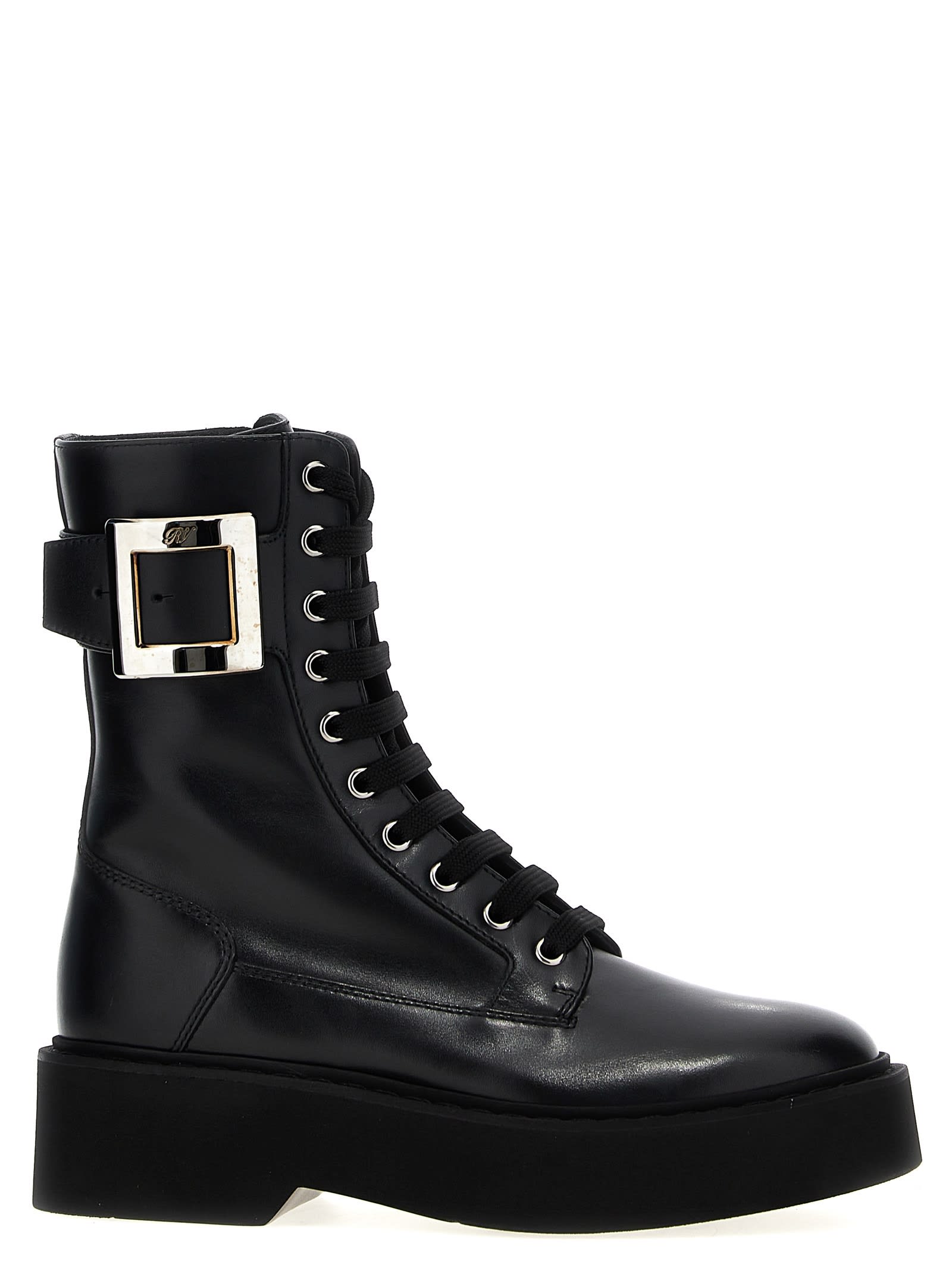 Shop Roger Vivier Viv Rangers Ankle Boots In Black