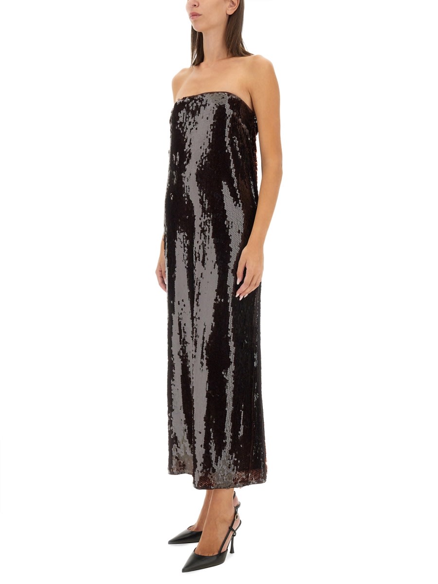 Shop Staud Casey Long Dress In Brown