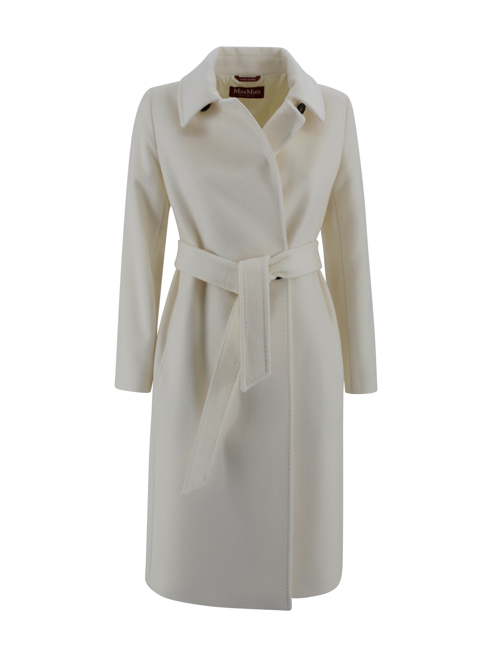 Max Mara Wrap Coat In White