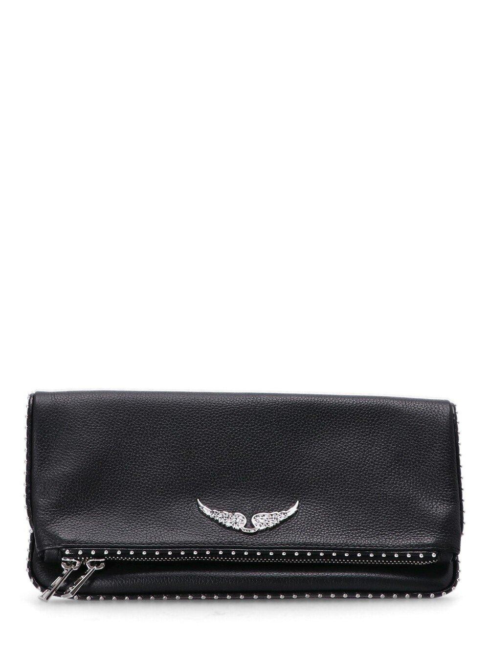 Zadig & Voltaire Stud-embellished Chain-linked Shoulder Bag In Black