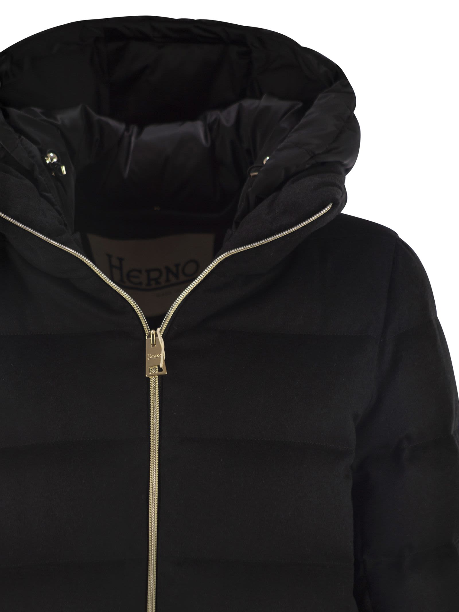 Herno Resort Silk And Cashmere Down Jacket In Black