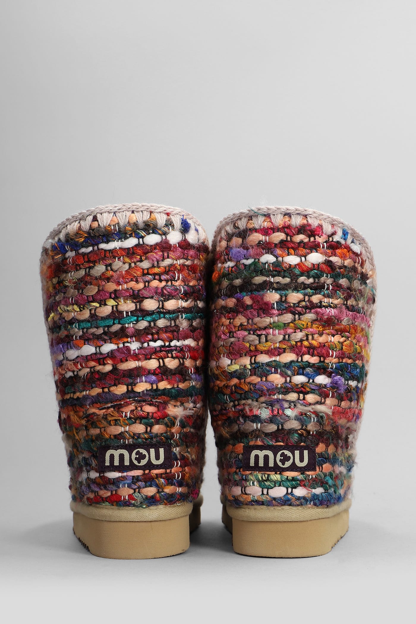 Shop Mou Eskimo 24 Low Heels Ankle Boots In Multicolor Wool