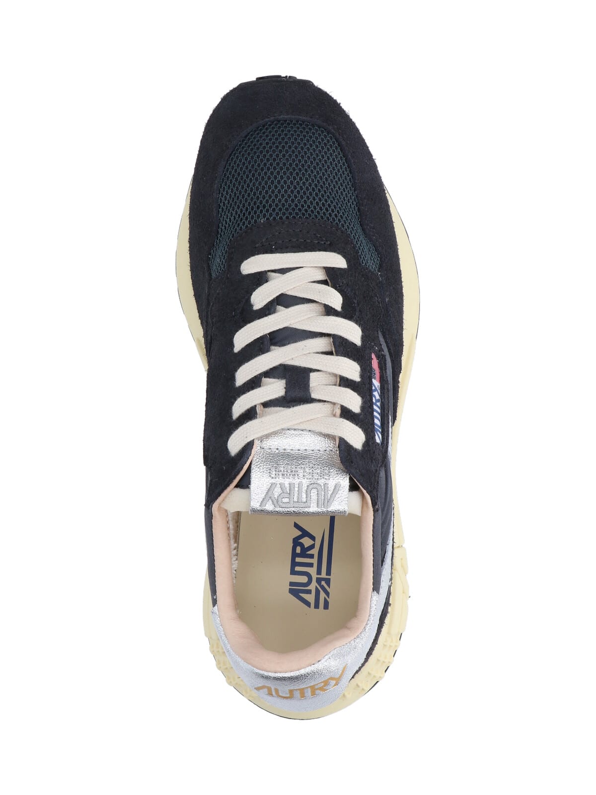 Autry Reelwind Low Cracked-leather Trimmed Suede And Shell Sneakers In Black