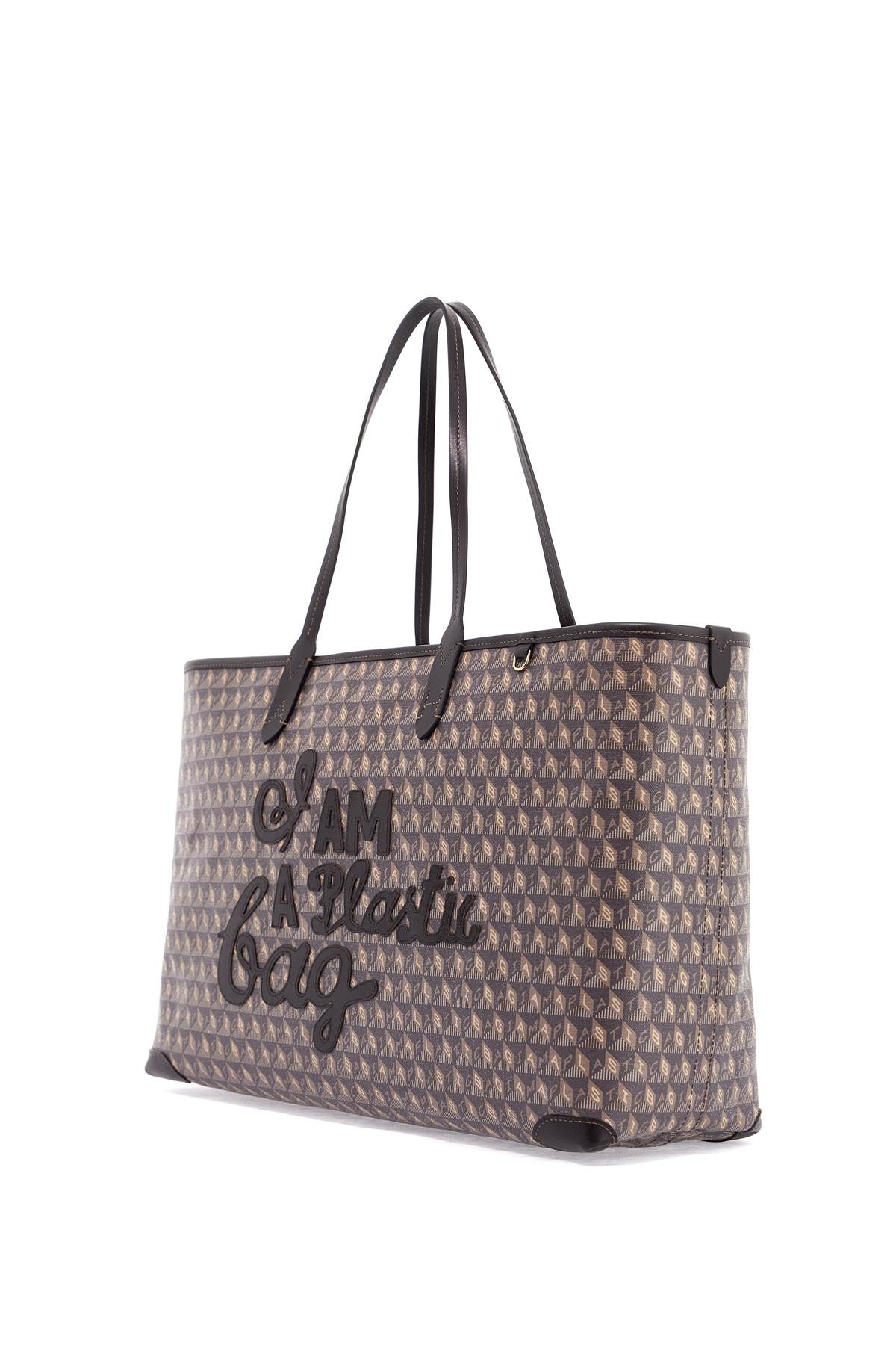 Shop Anya Hindmarch I Am A Plastic Bag Zipped Motif Tote Bag In Truffle (brown)