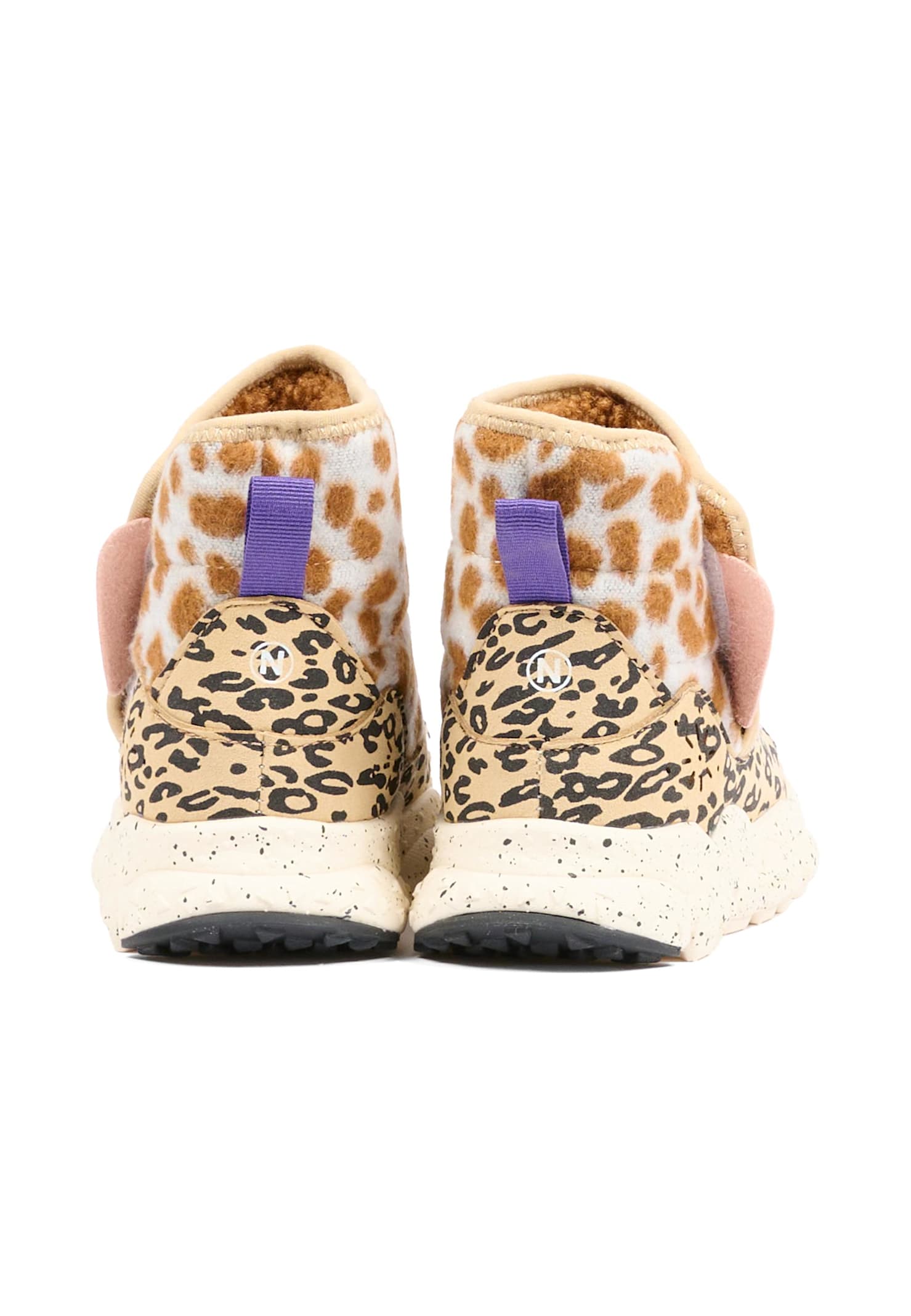 Flower Mountain Beige Ankle Boots For Kids With Print In Animal Print