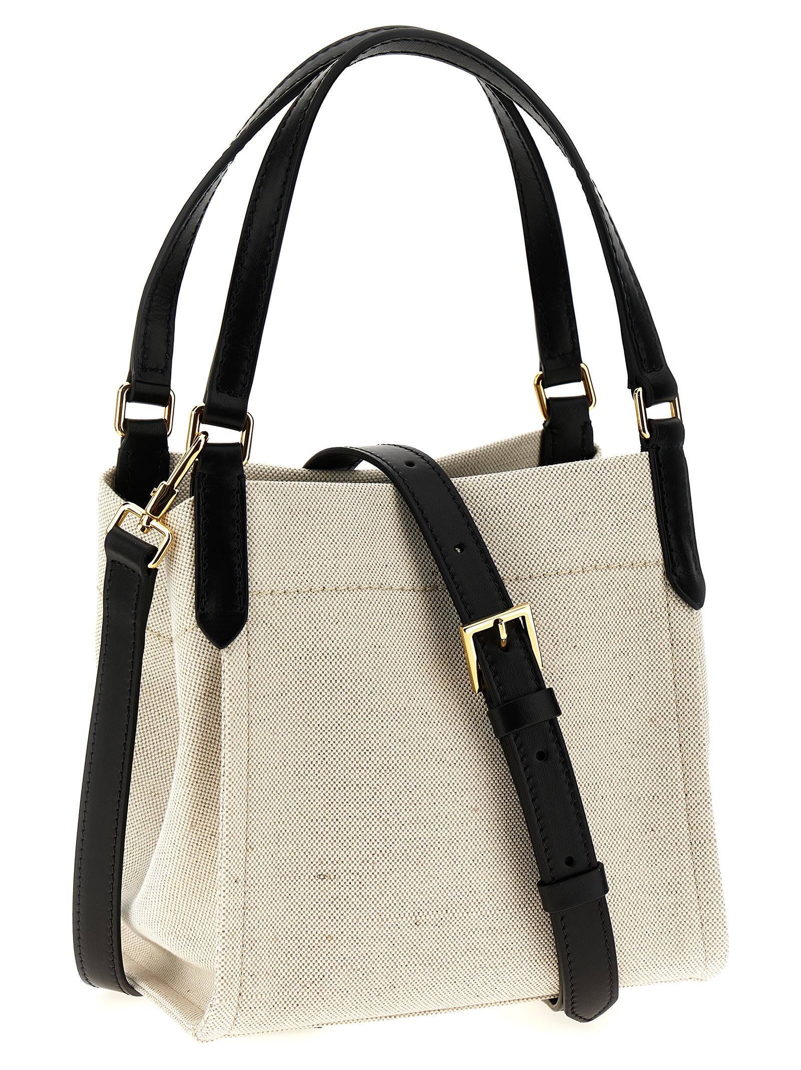 Shop Tom Ford Logo Canvas Handbag In Neutrals/black