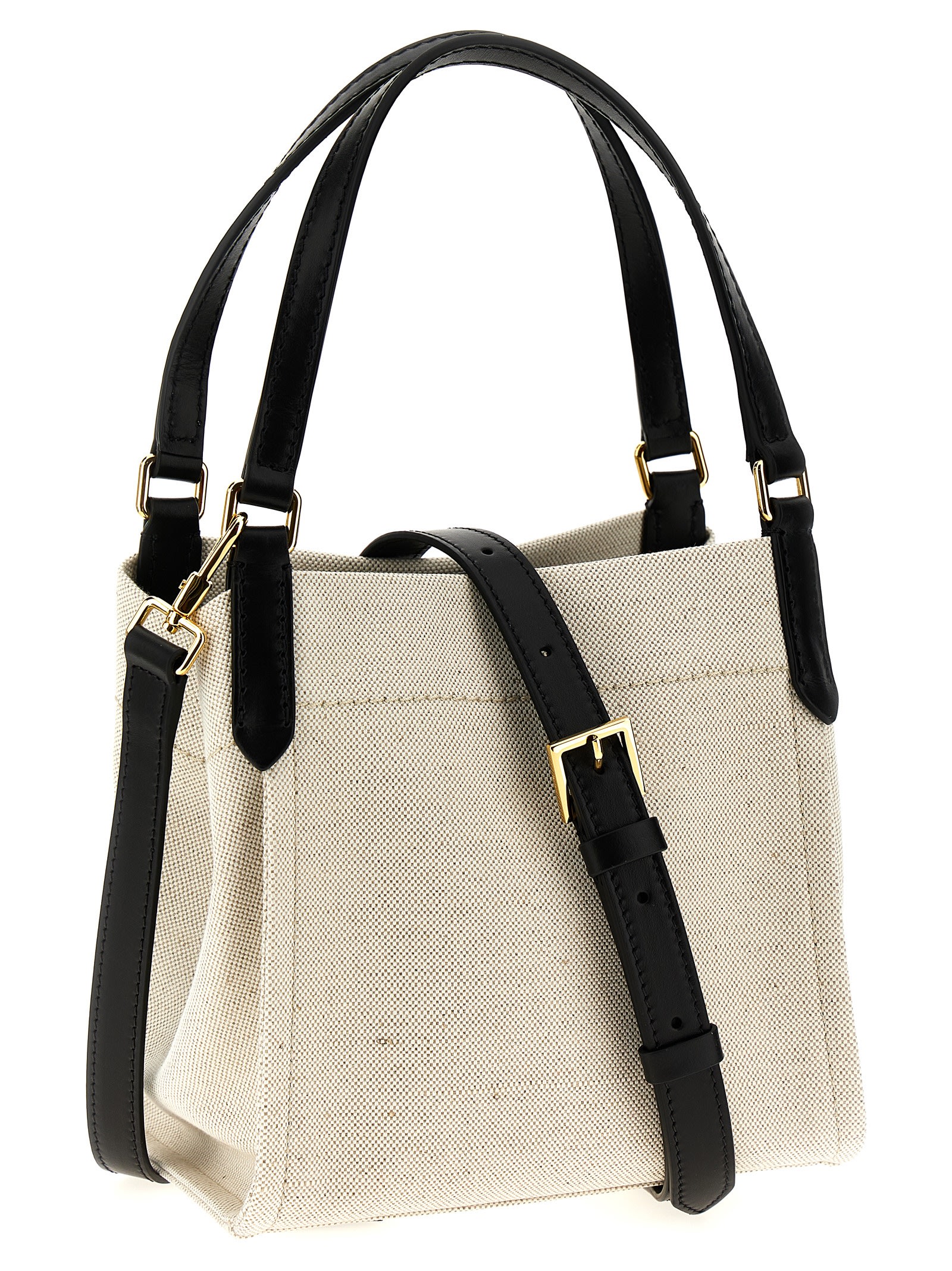 Shop Tom Ford Logo Canvas Handbag In White/black