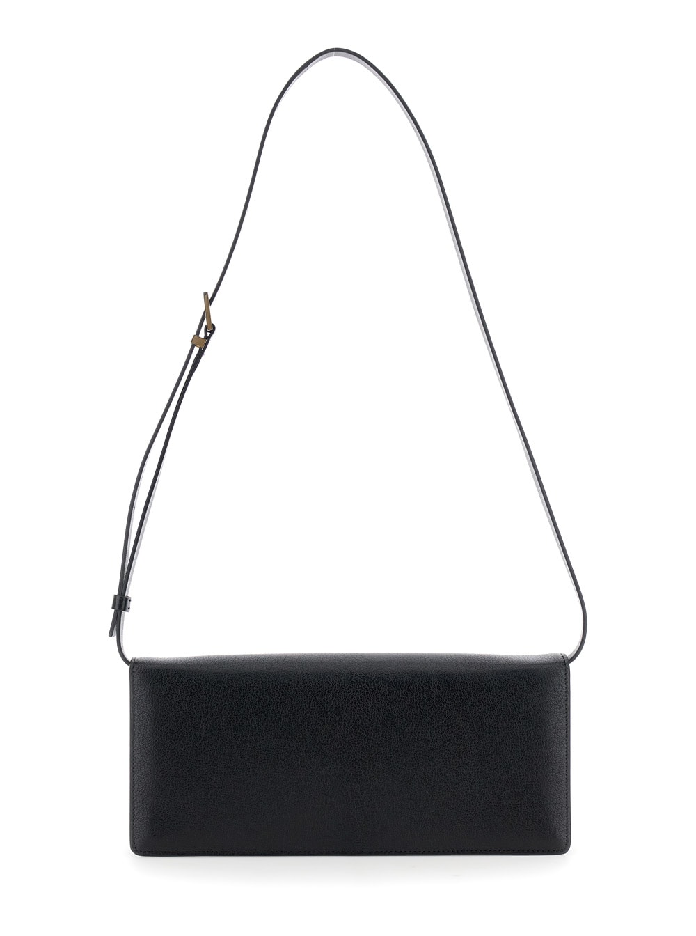 Tom Ford Black Crossbody Bag With Adjustable Shoulder Strap And T Plaque Closure In Grained Leather Woman In Black