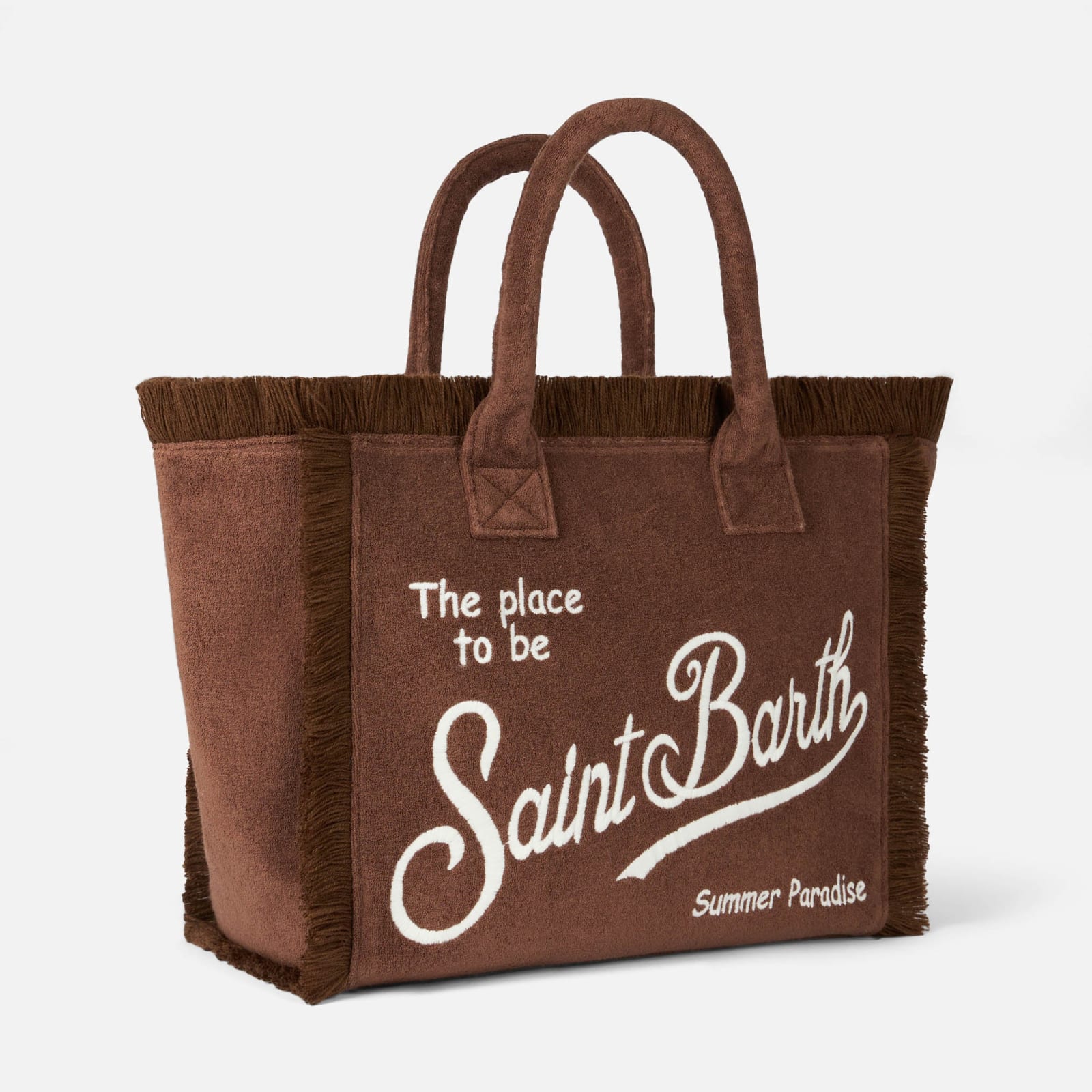 Shop Mc2 Saint Barth Vanity Brown Terry Shoulder Bag