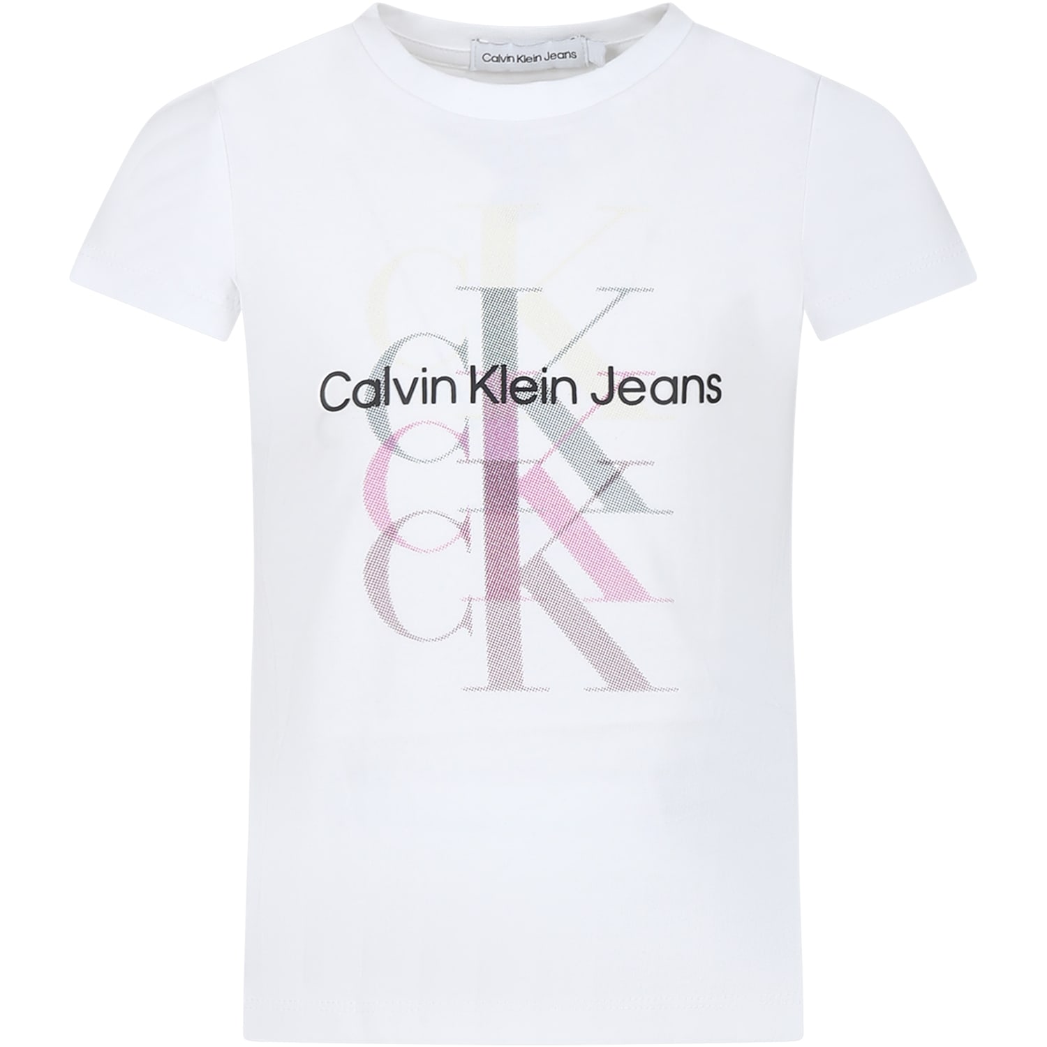 CALVIN KLEIN WHITE T-SHIRT FOR GIRL WITH LOGO
