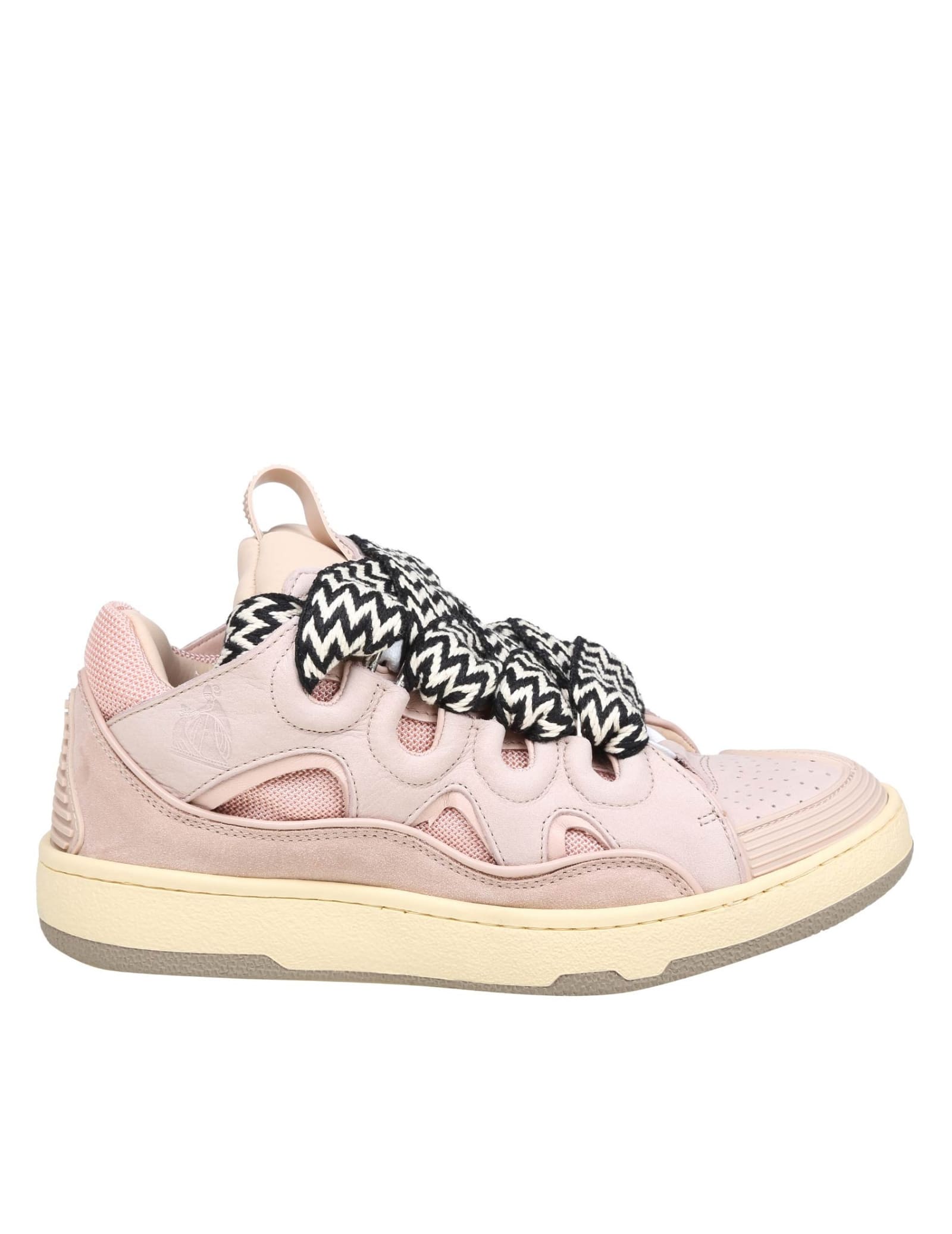 Shop Lanvin Curb Sneakers In White And Pink Leather