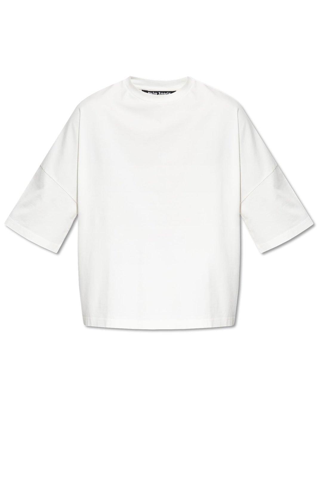 Shop Palm Angels Logo Printed Oversize T-shirt In Off White Plum