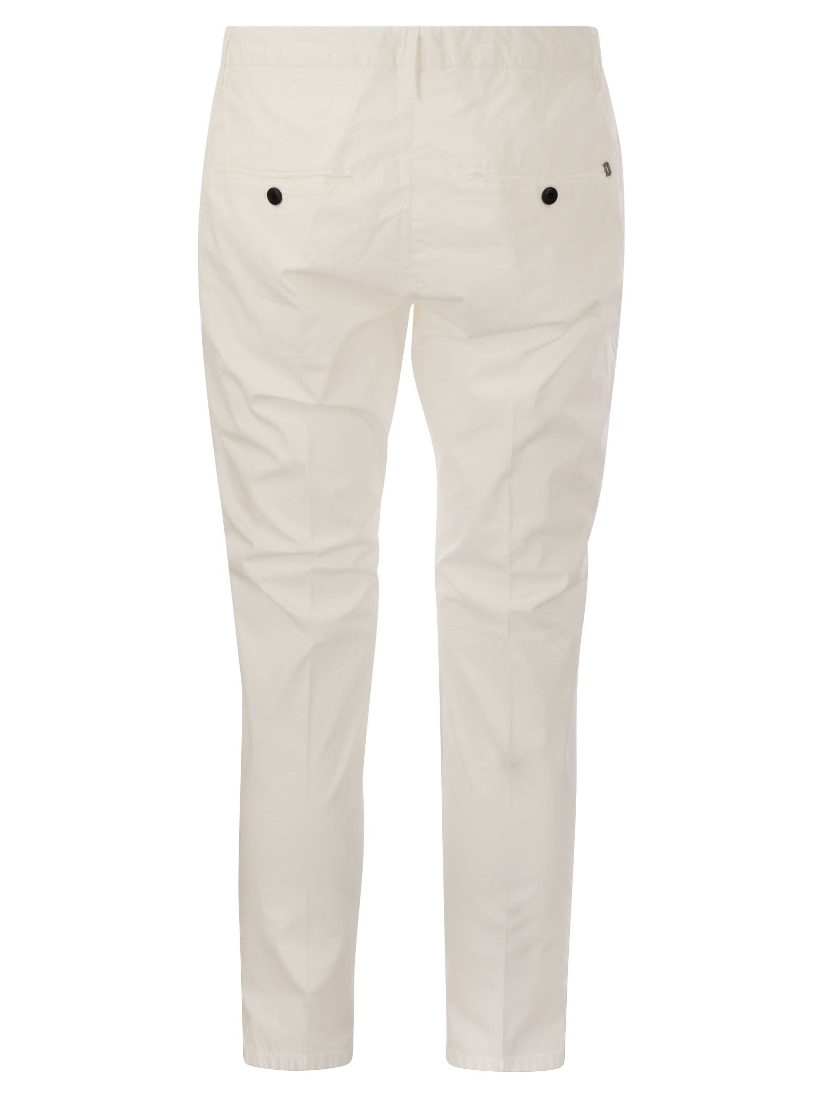 Shop Dondup Alfredo - Slim-fit Cotton Trousers In White