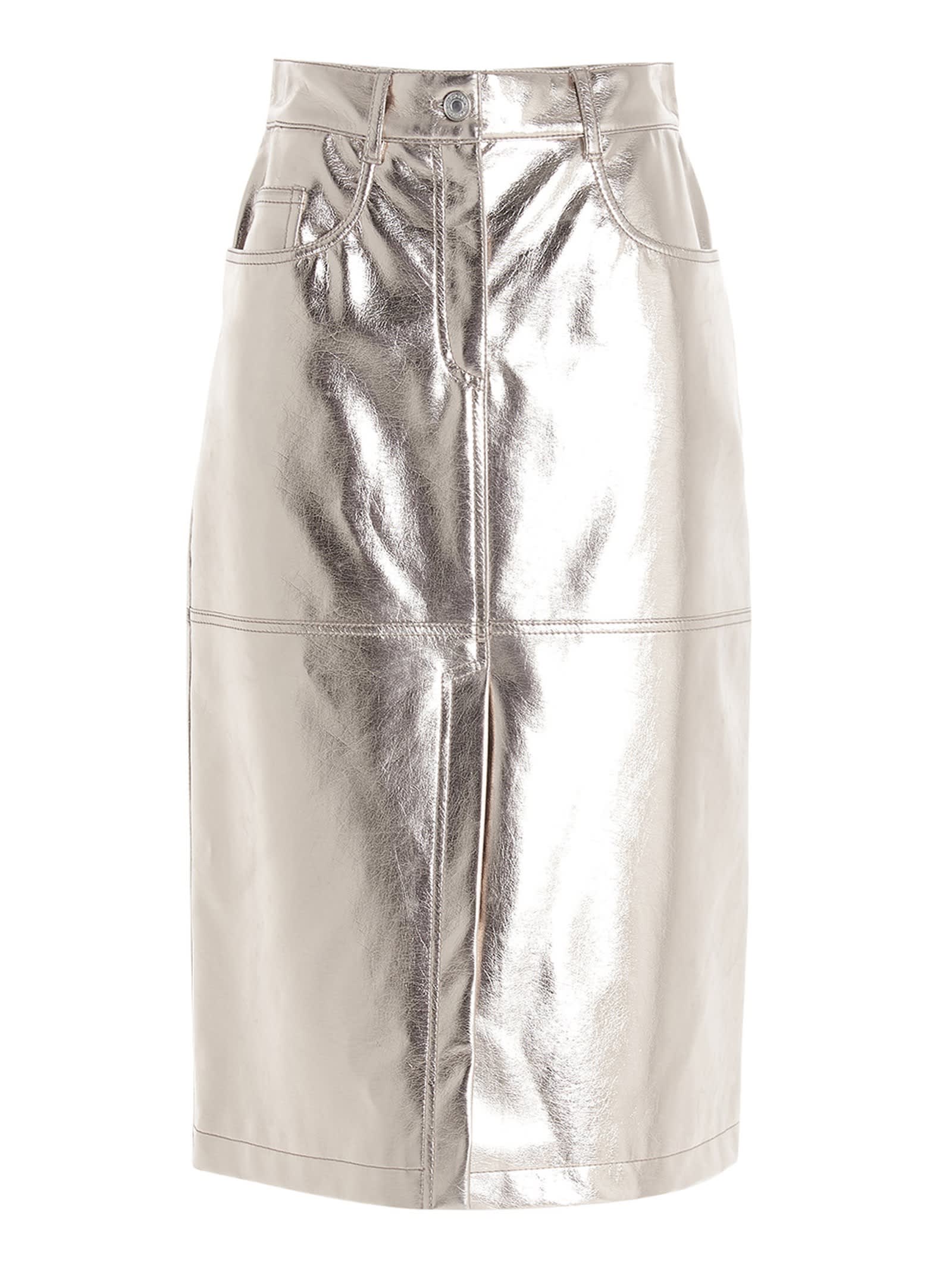 MSGM Laminated Midi Skirt