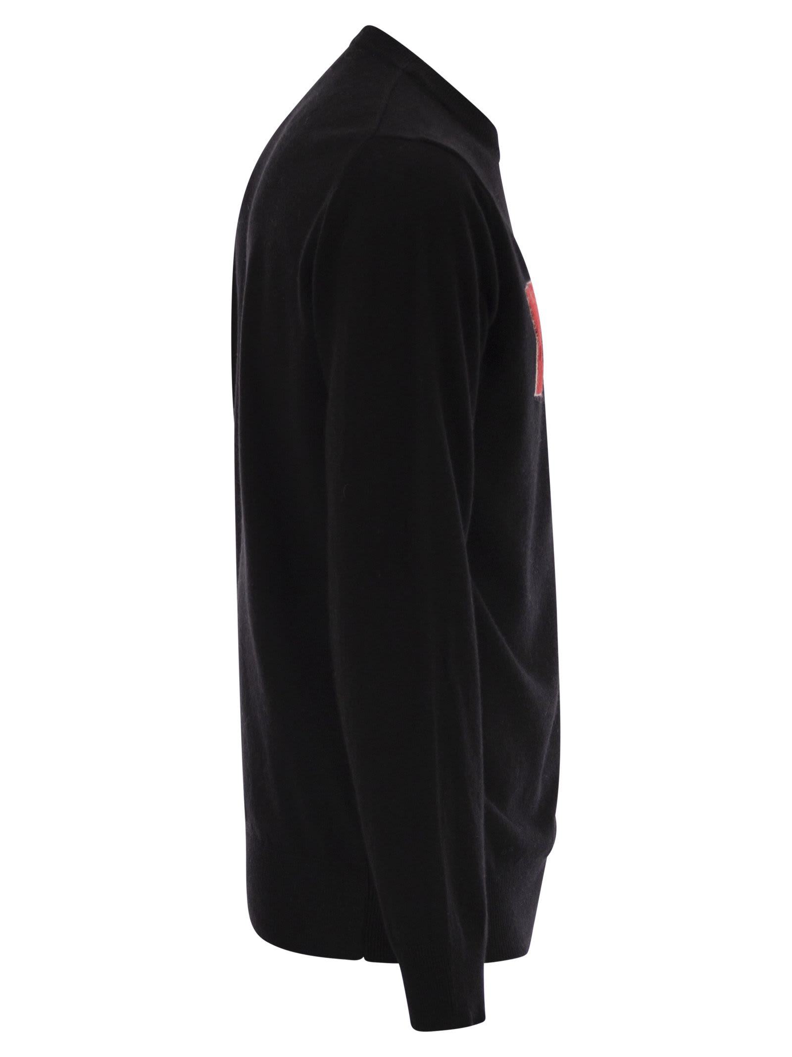 Mc2 Saint Barth Heron - Crew Neck Sweater With Embroidery On The Front In Black
