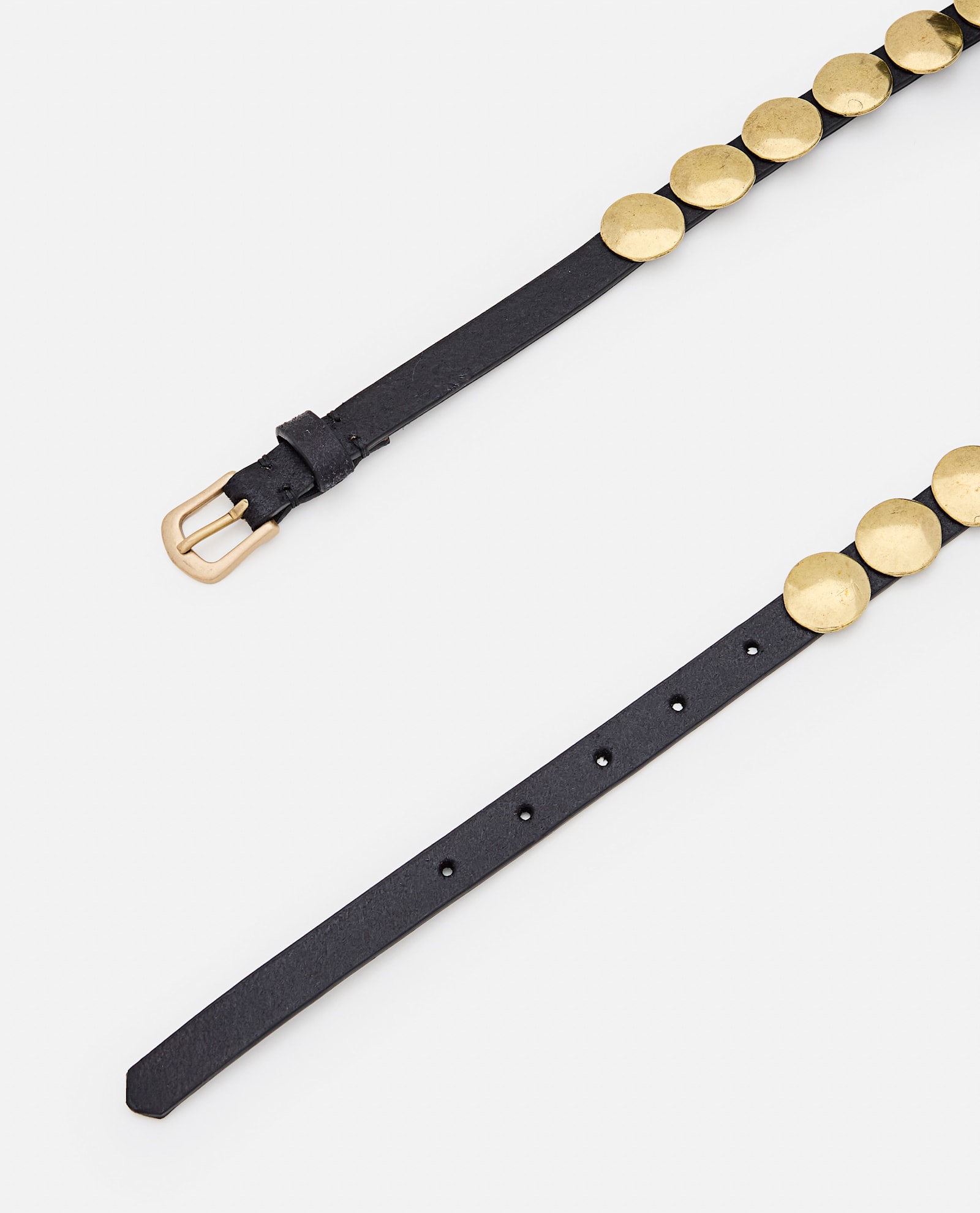 Golden Goose Belt Trinidad Thin Washed Leather Flesh Side With Studs In Black