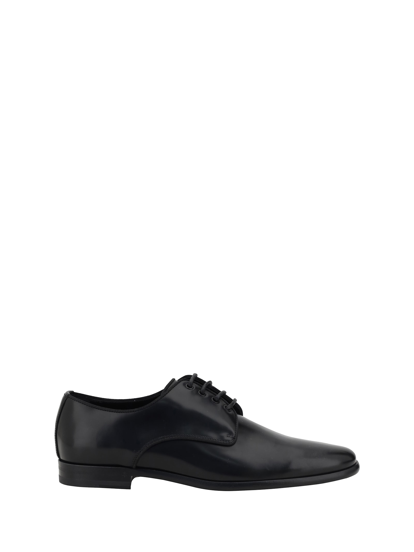 Dolce & Gabbana Black Leather Raffaello Lace-up Shoes In Black
